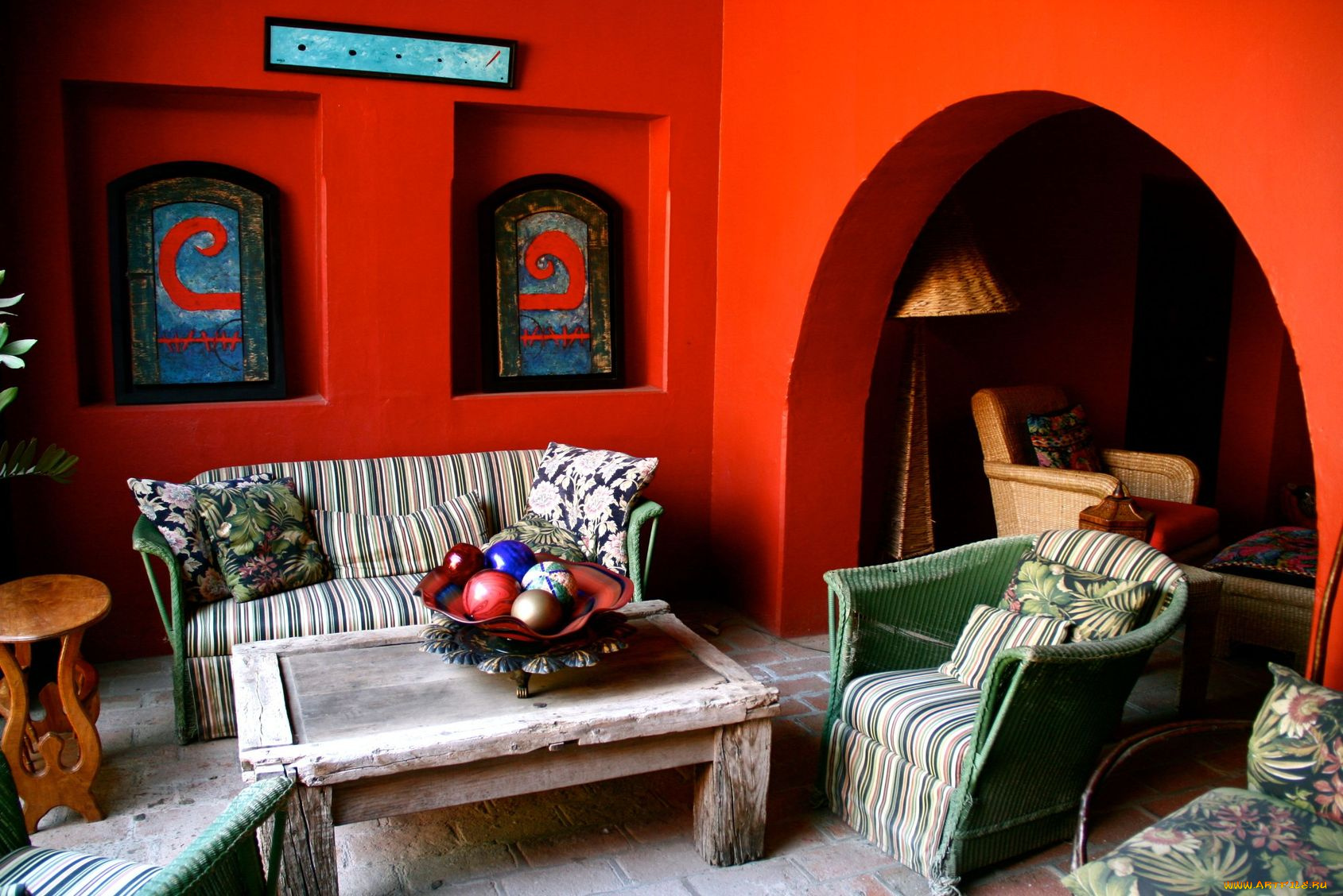 интерьер, гостиная, кресло, диван, мексика