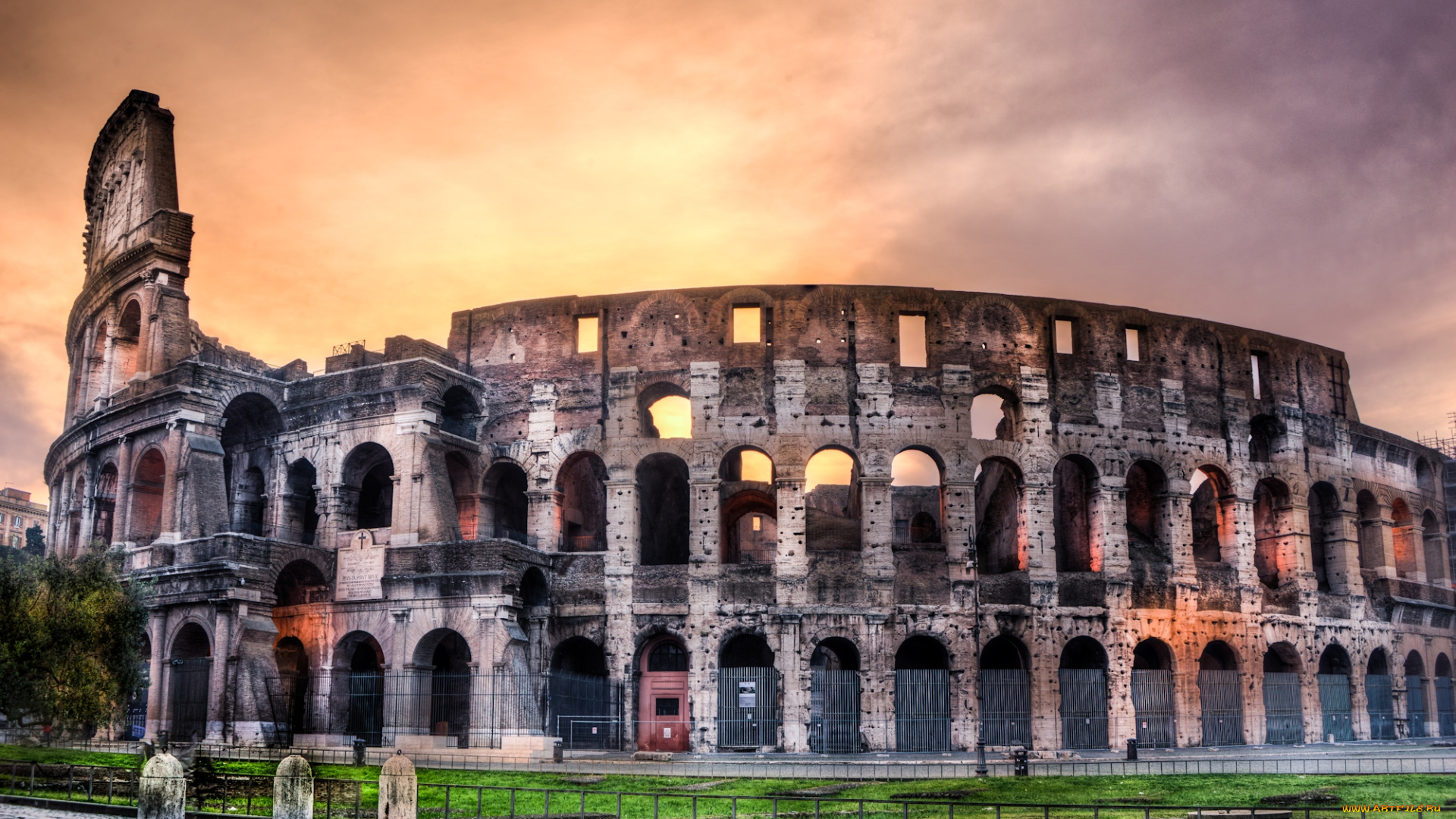 colosseum-, sunrise, , roma, города, рим, , ватикан, , италия, колизей, античность