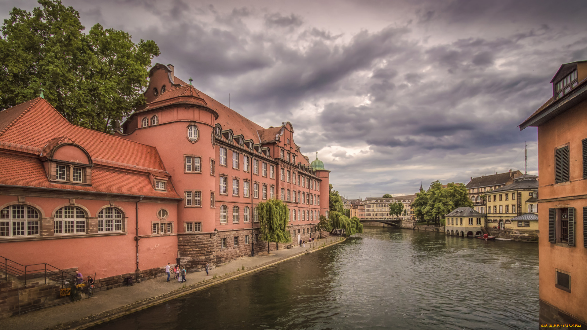 pont, saint, martin, in, strasbourg, города, страсбург, , франция, мост, канал, набережная, здания