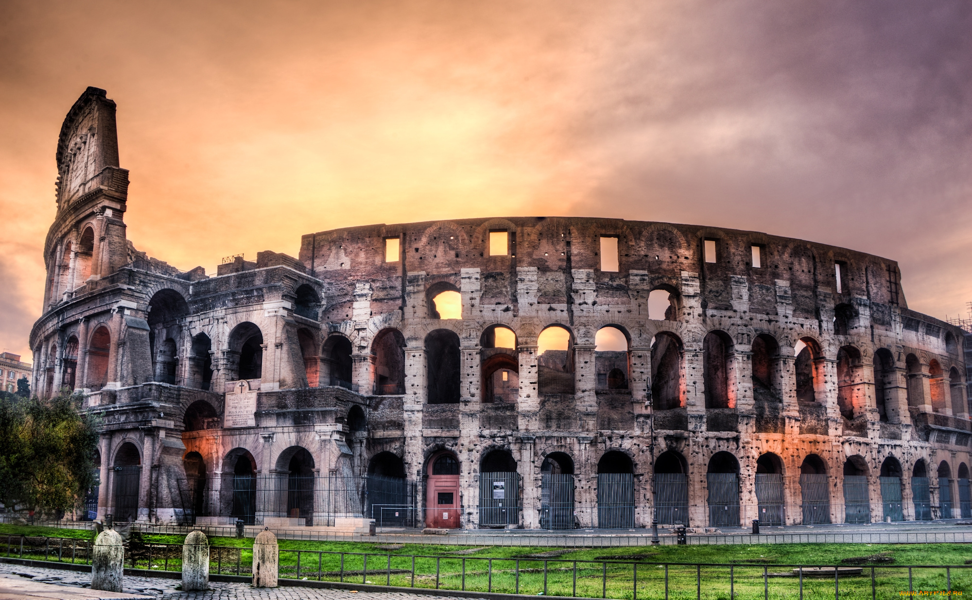 colosseum-, sunrise, , roma, города, рим, , ватикан, , италия, колизей, античность