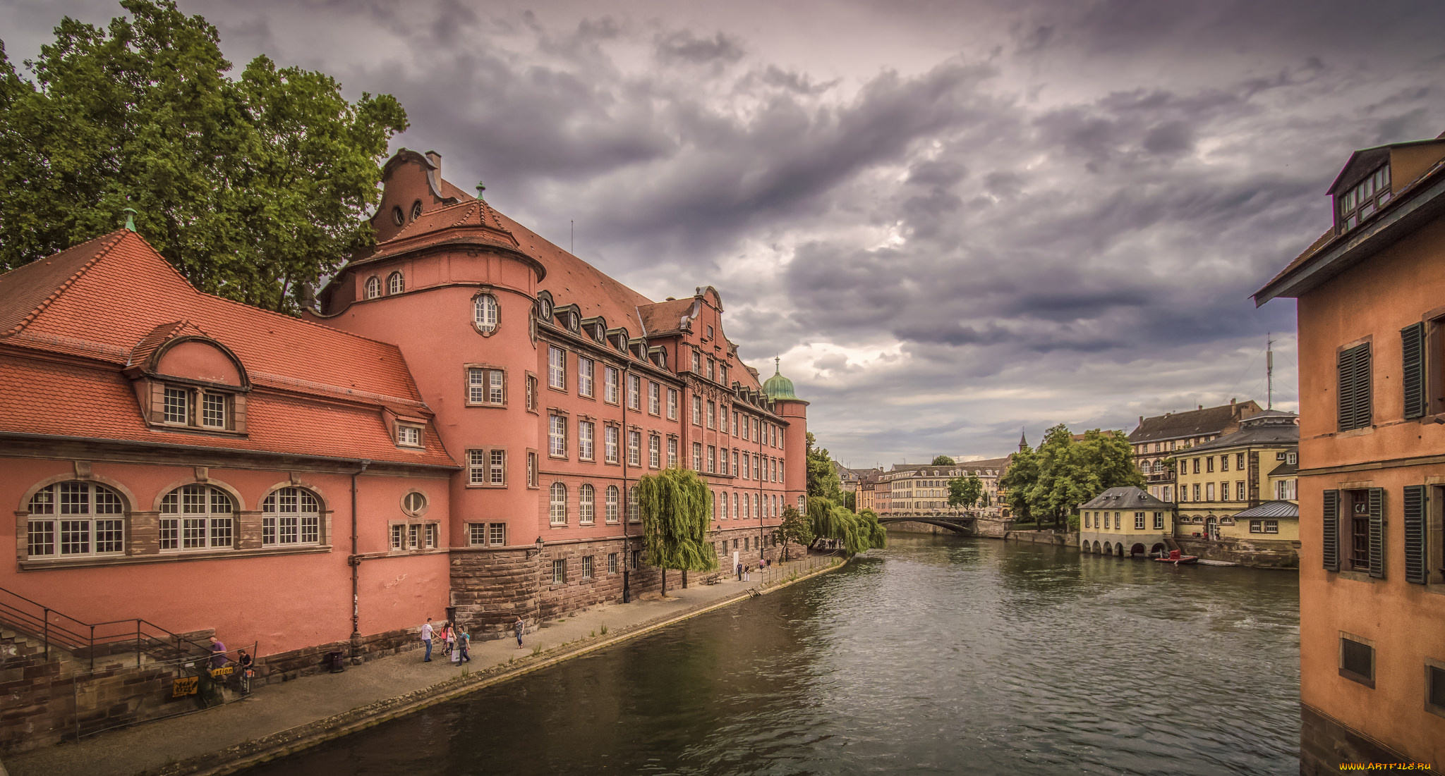 pont, saint, martin, in, strasbourg, города, страсбург, , франция, мост, канал, набережная, здания