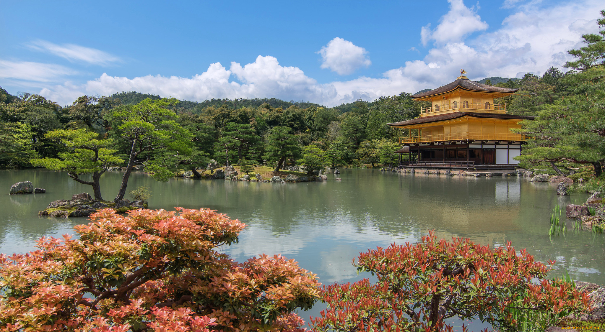 golden, temple, города, -, буддийские, и, другие, храмы, пагода, пруд, парк