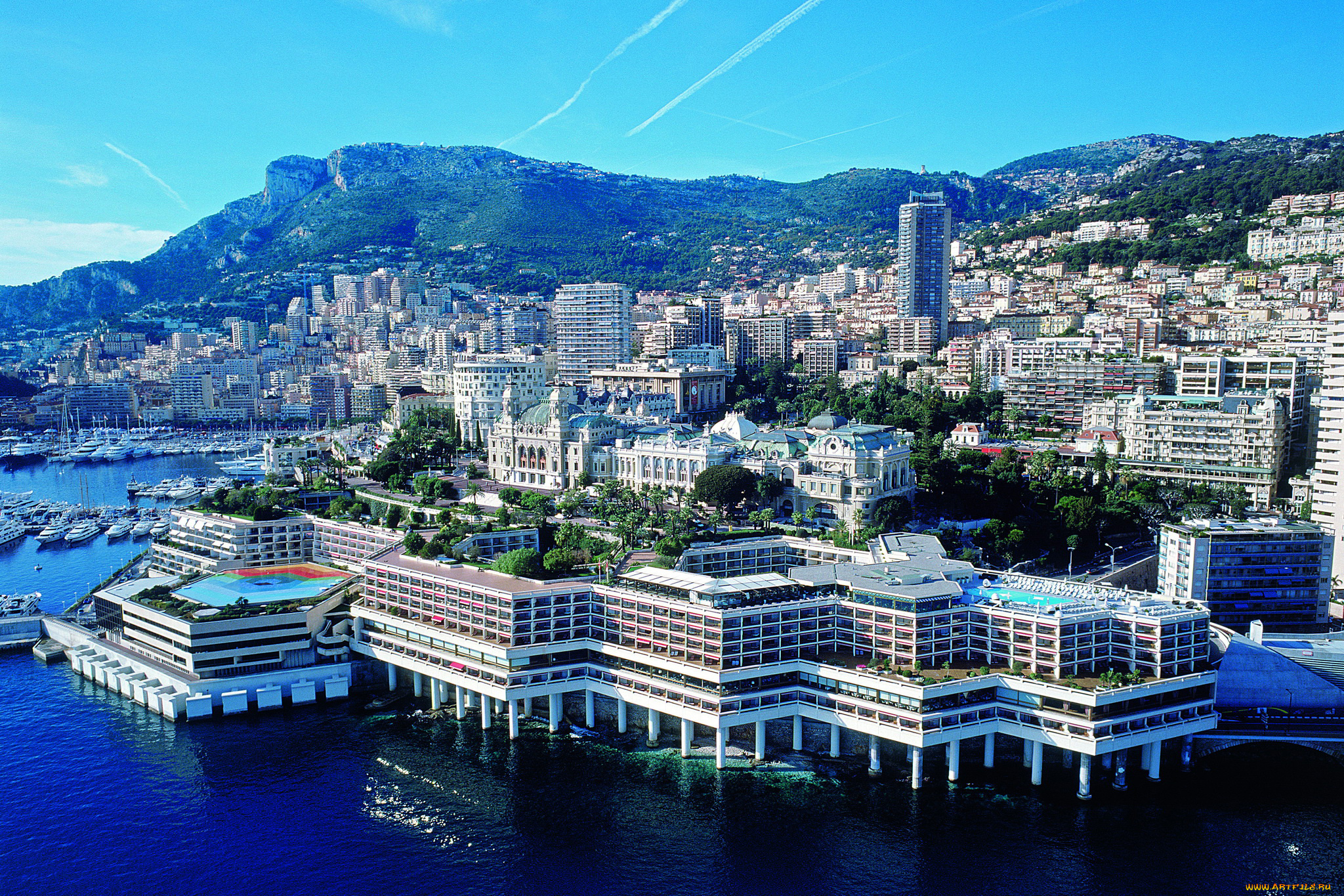 города, монако, , монако, monte-carlo, средиземное, море, берег, причалы, лодки, яхты, горы, дома, пейзаж
