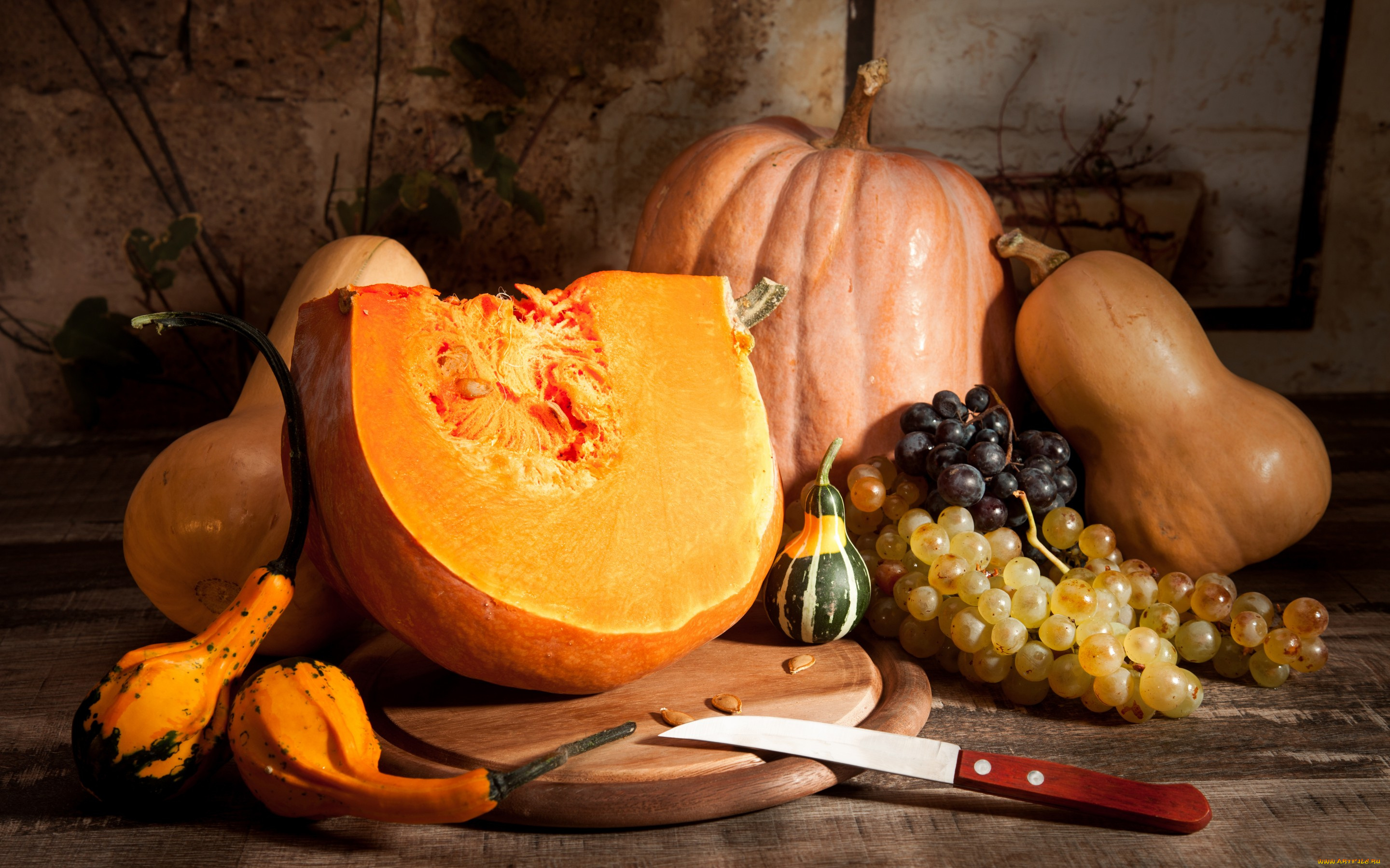 еда, тыква, autumn, harvest, still, life, fruits, pumpkin, осень, листья, урожай, виноград