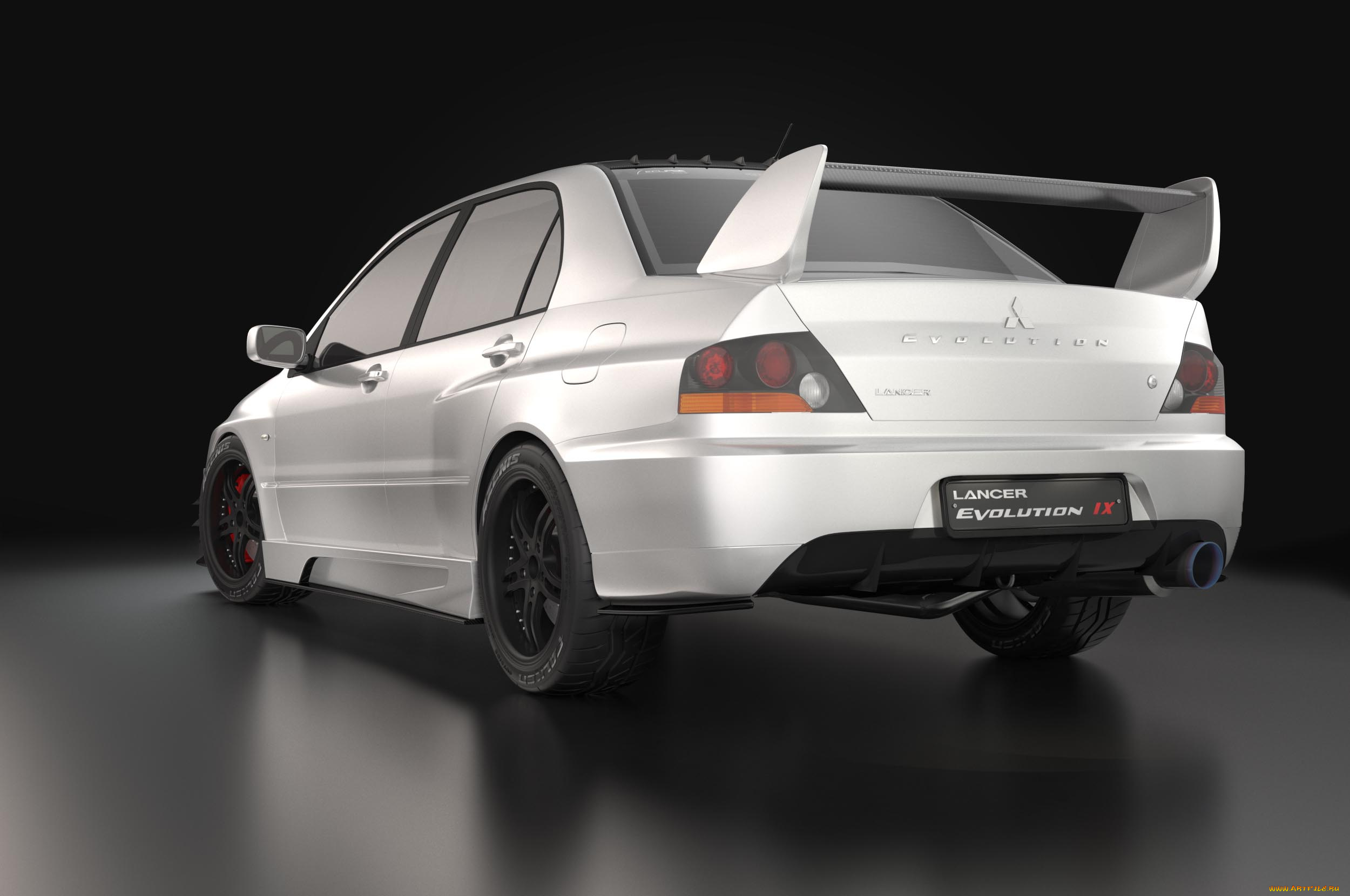 lancer, evolution, ix, автомобили, 3д, silver, lancer, evolution, tuning, 3d