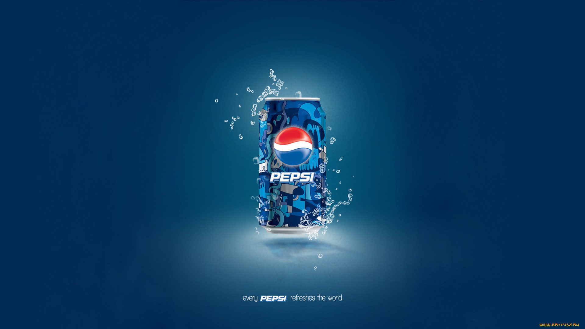 бренды, pepsi, синий, фон, брызги, капли, банка