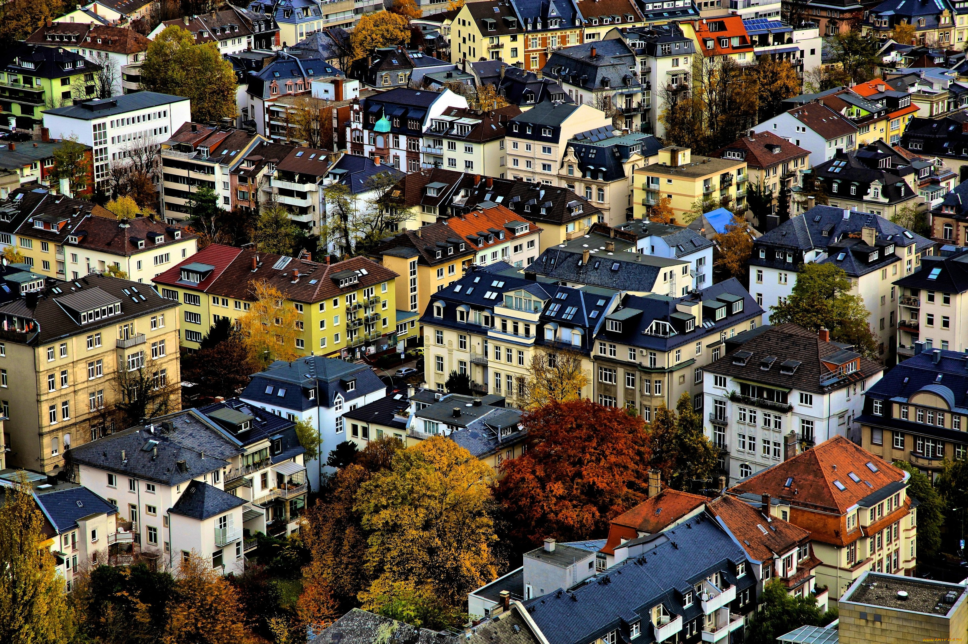 франкфурт, германия, города, панорамы, крыши, много, дома