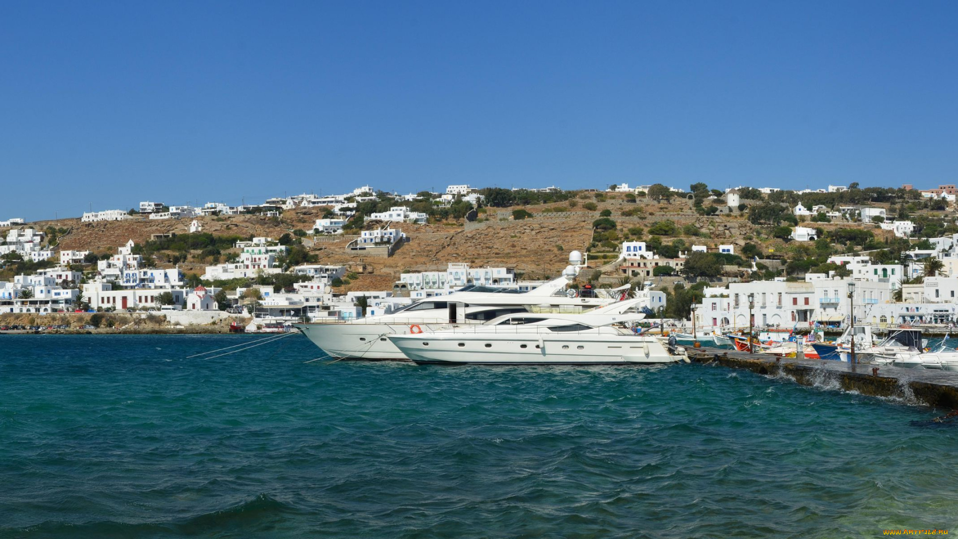 port, of, chora, mykonos, greece, города, панорамы, море, бухта, греция, яхты, причал