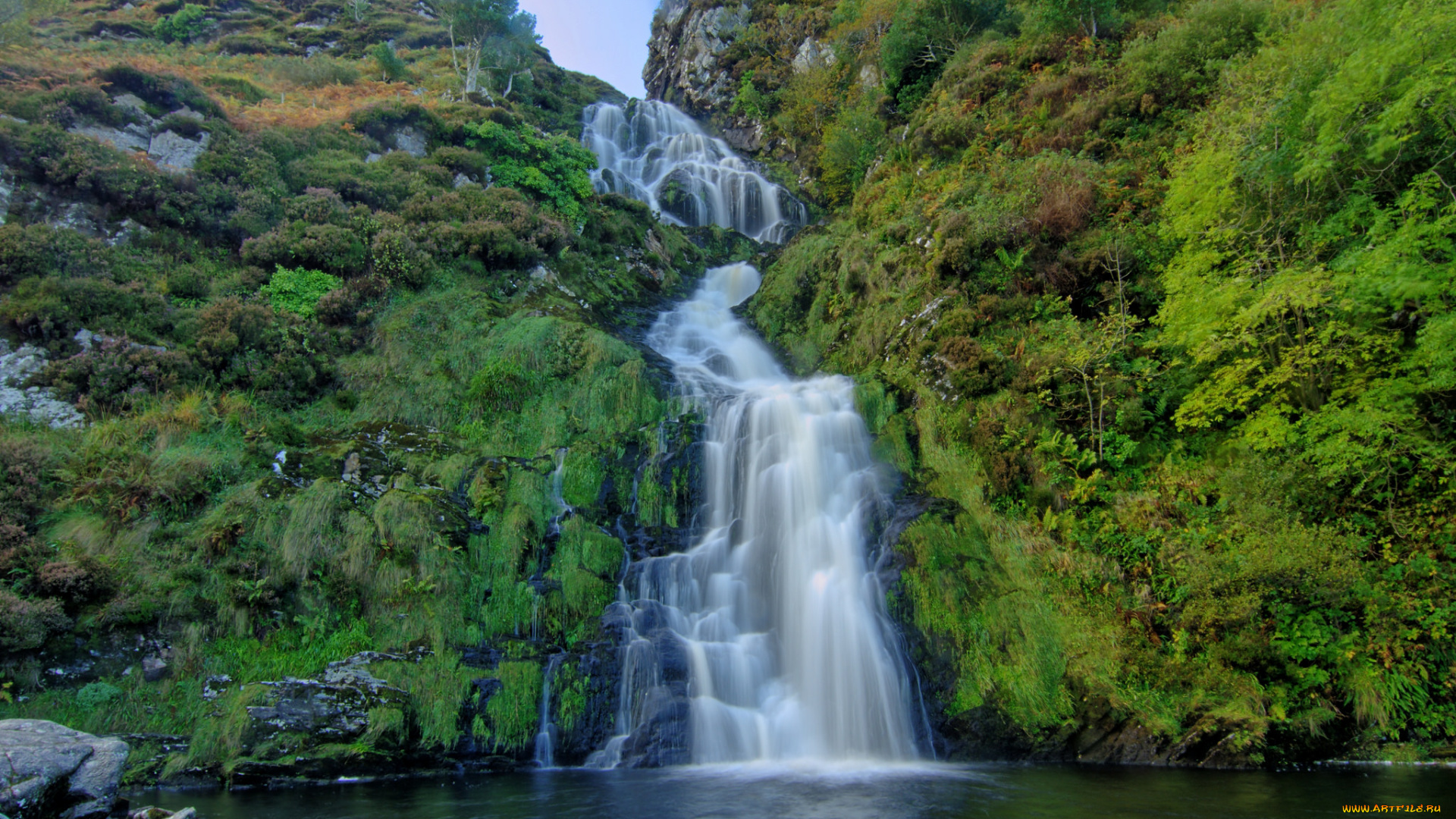 природа, водопады, река, водопад, лес