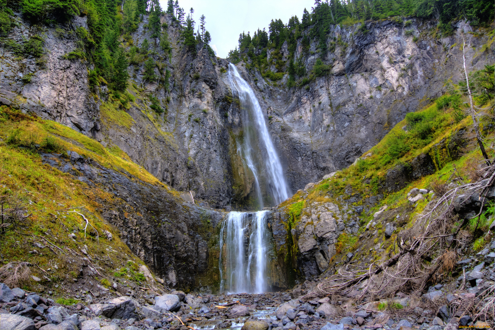 природа, водопады, водопад, река, лес