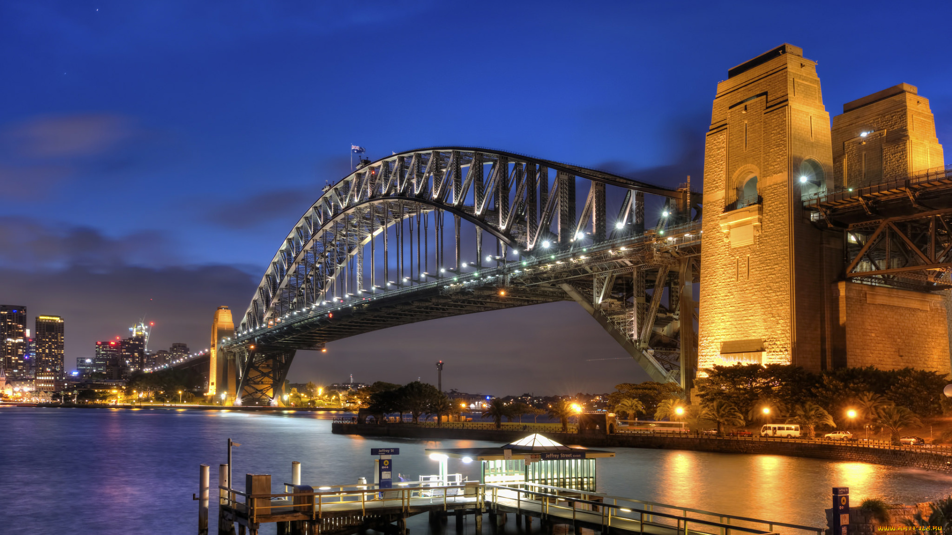 sydney, harbour, bridge, города, сидней, , австралия, огни, мост, ночь