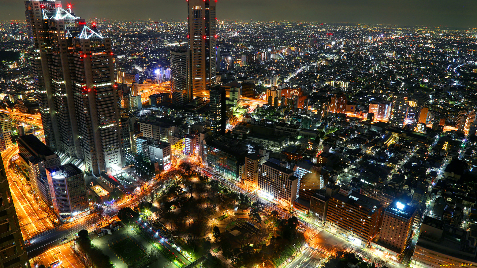 tokyo, night, города, токио, , Япония, огни, панорама, ночь