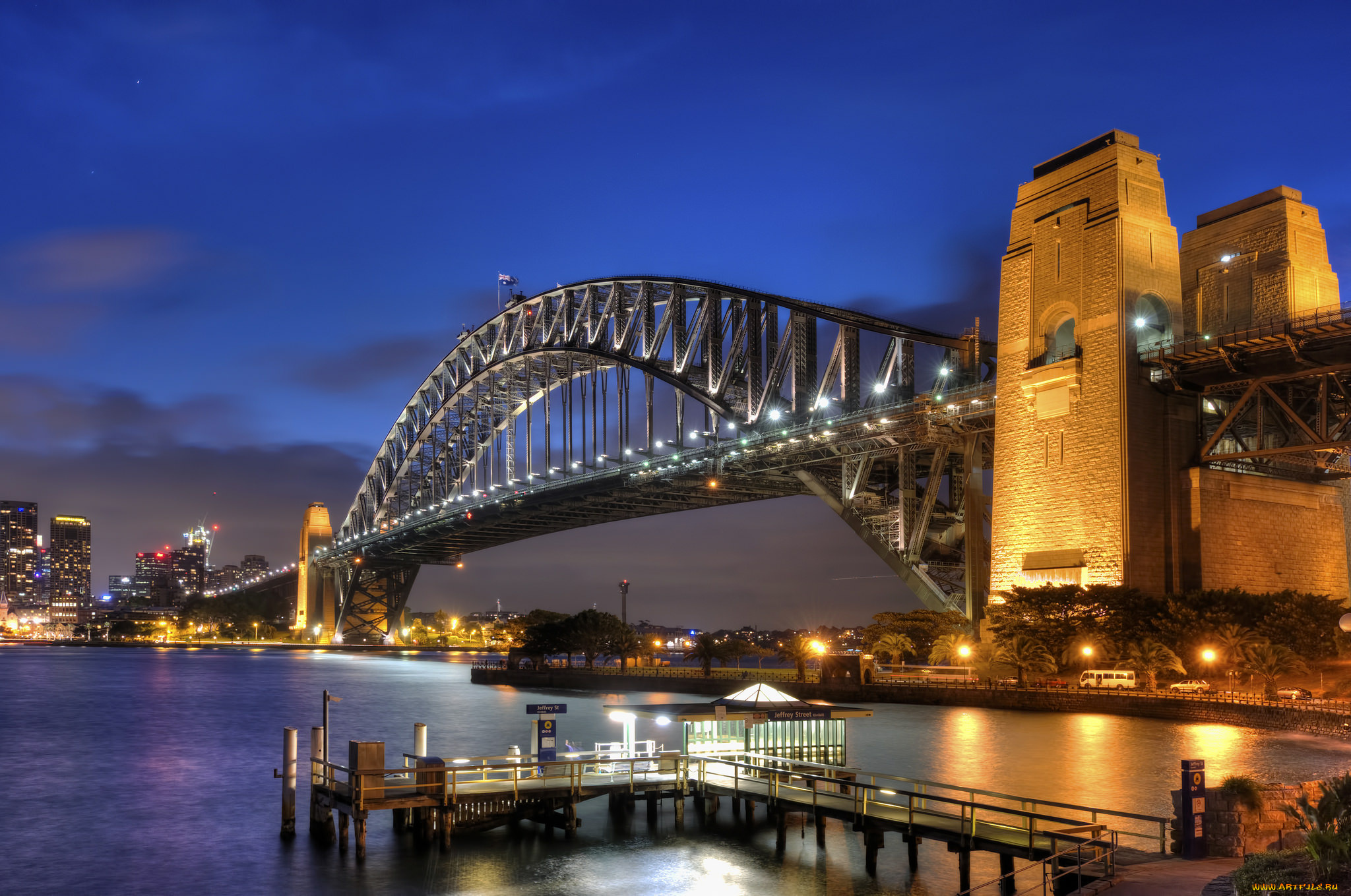 sydney, harbour, bridge, города, сидней, , австралия, огни, мост, ночь