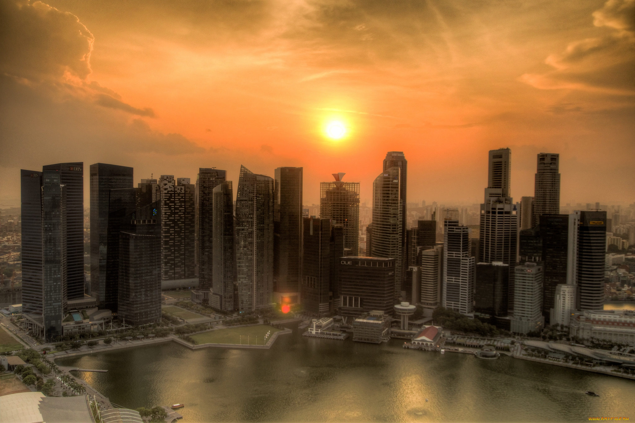singapore, города, сингапур, , сингапур, небоскребы, закат