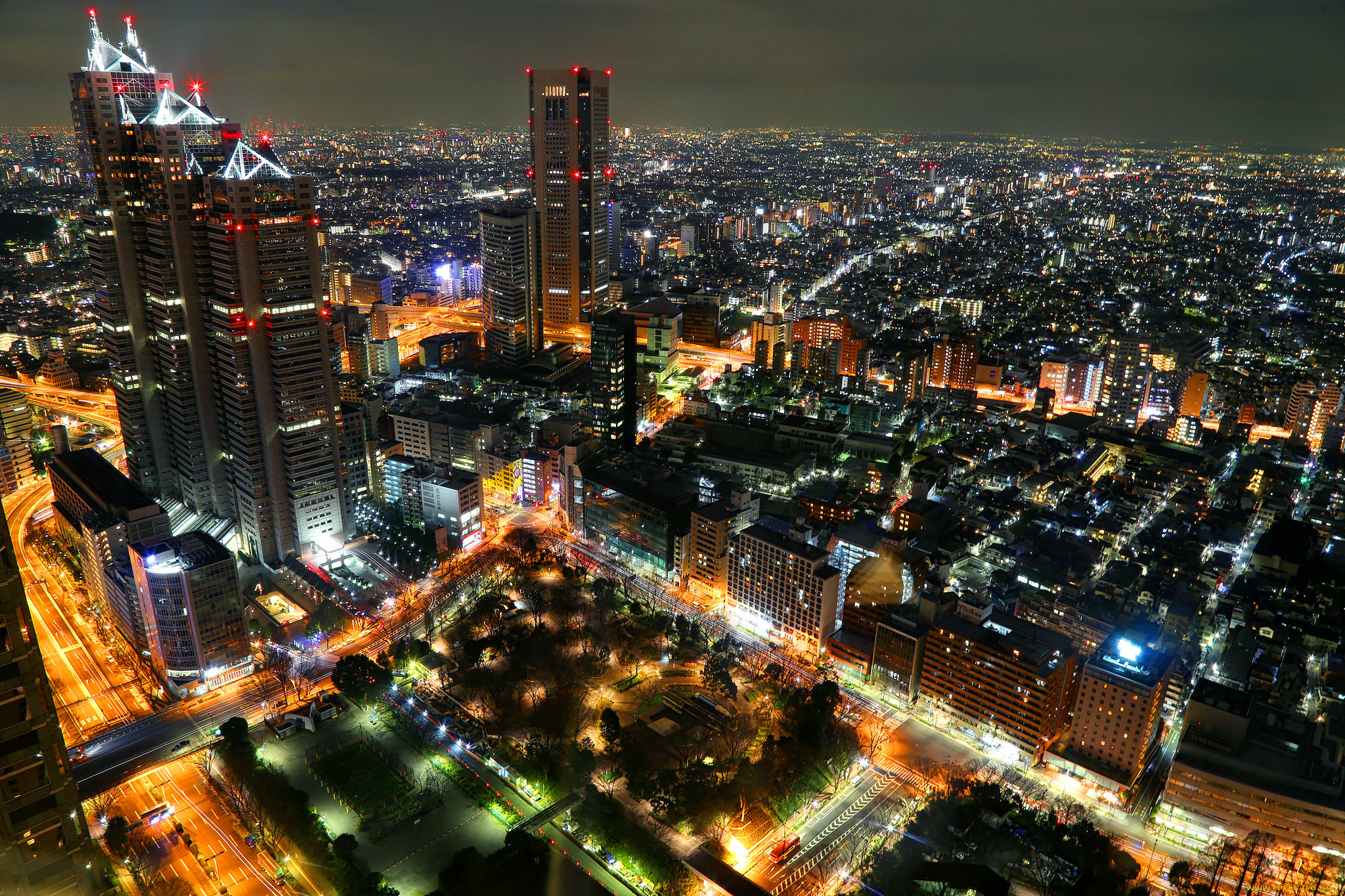 tokyo, night, города, токио, , Япония, огни, панорама, ночь