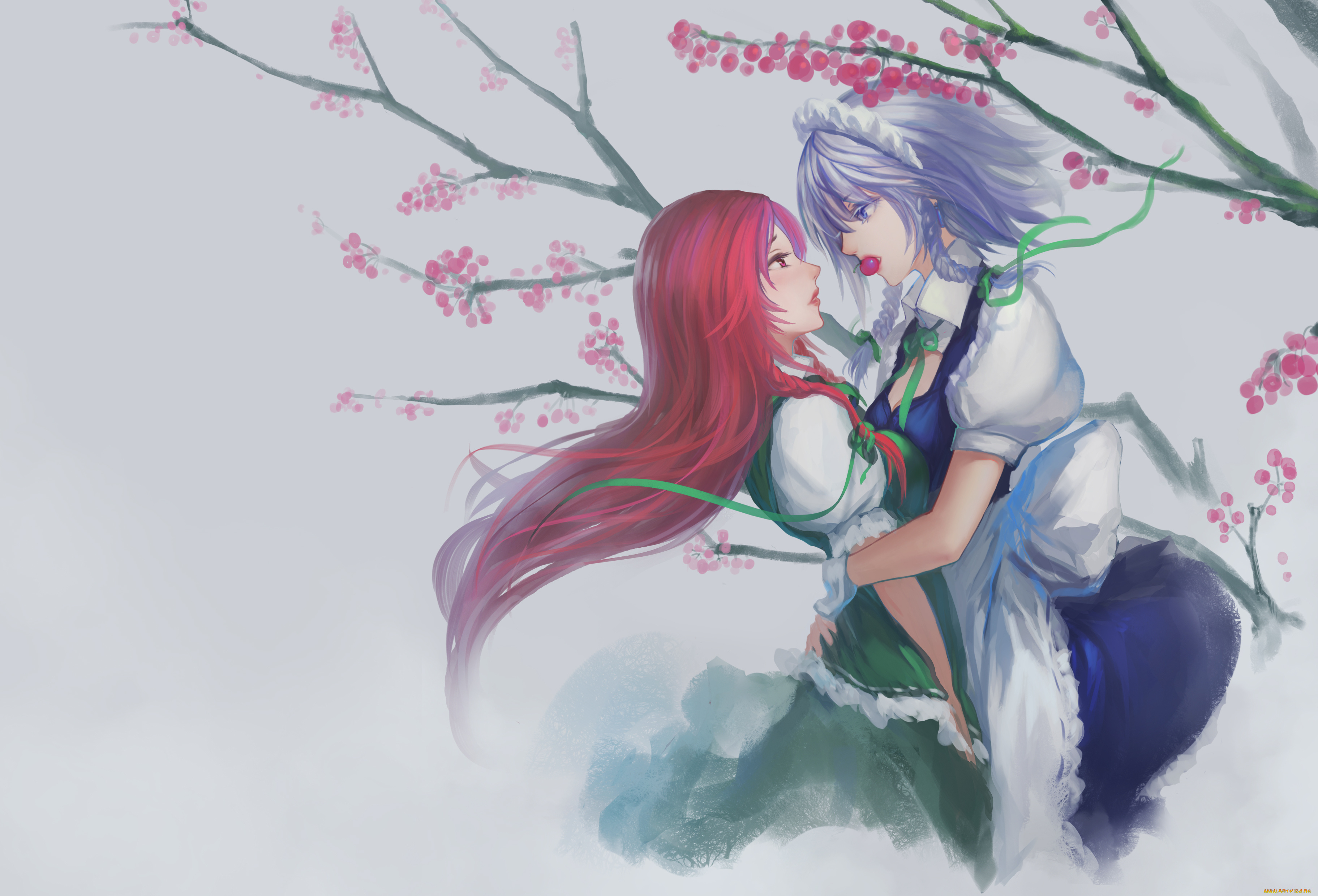 аниме, touhou, izayoi, sakuya, тохо, hong, meiling, длинные, волосы, девушки