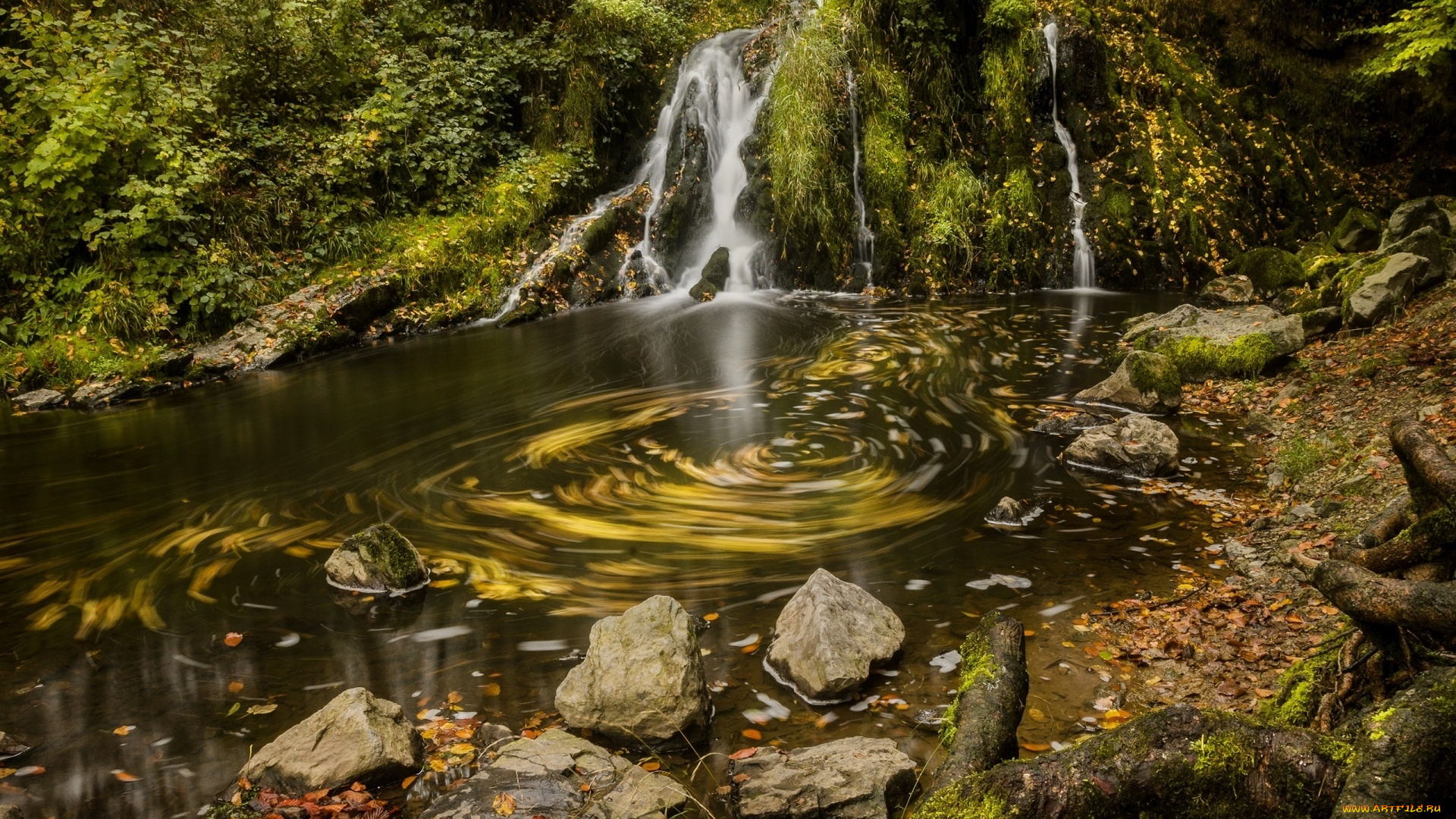 природа, водопады, водопад, камни, деревья