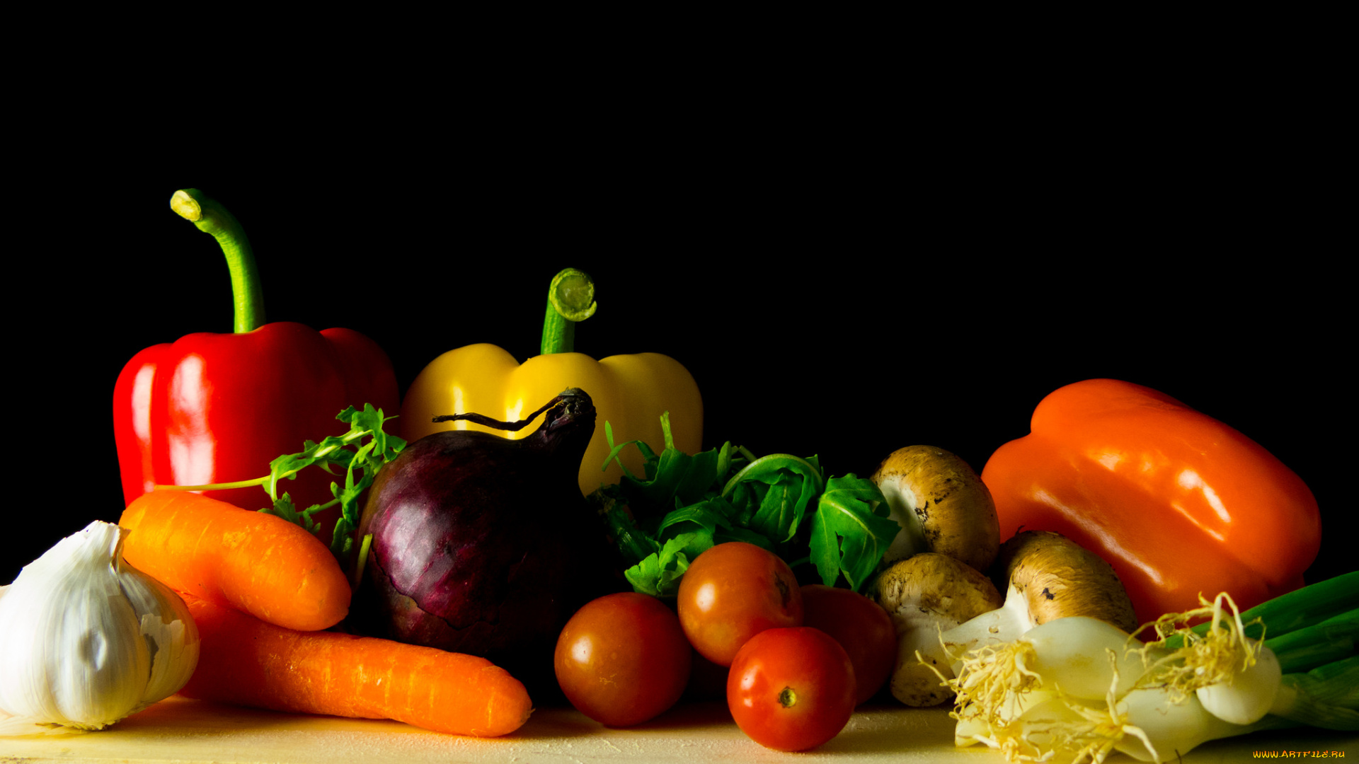еда, овощи, снедь, перец, помидоры, томаты, лук, зелень, морковь