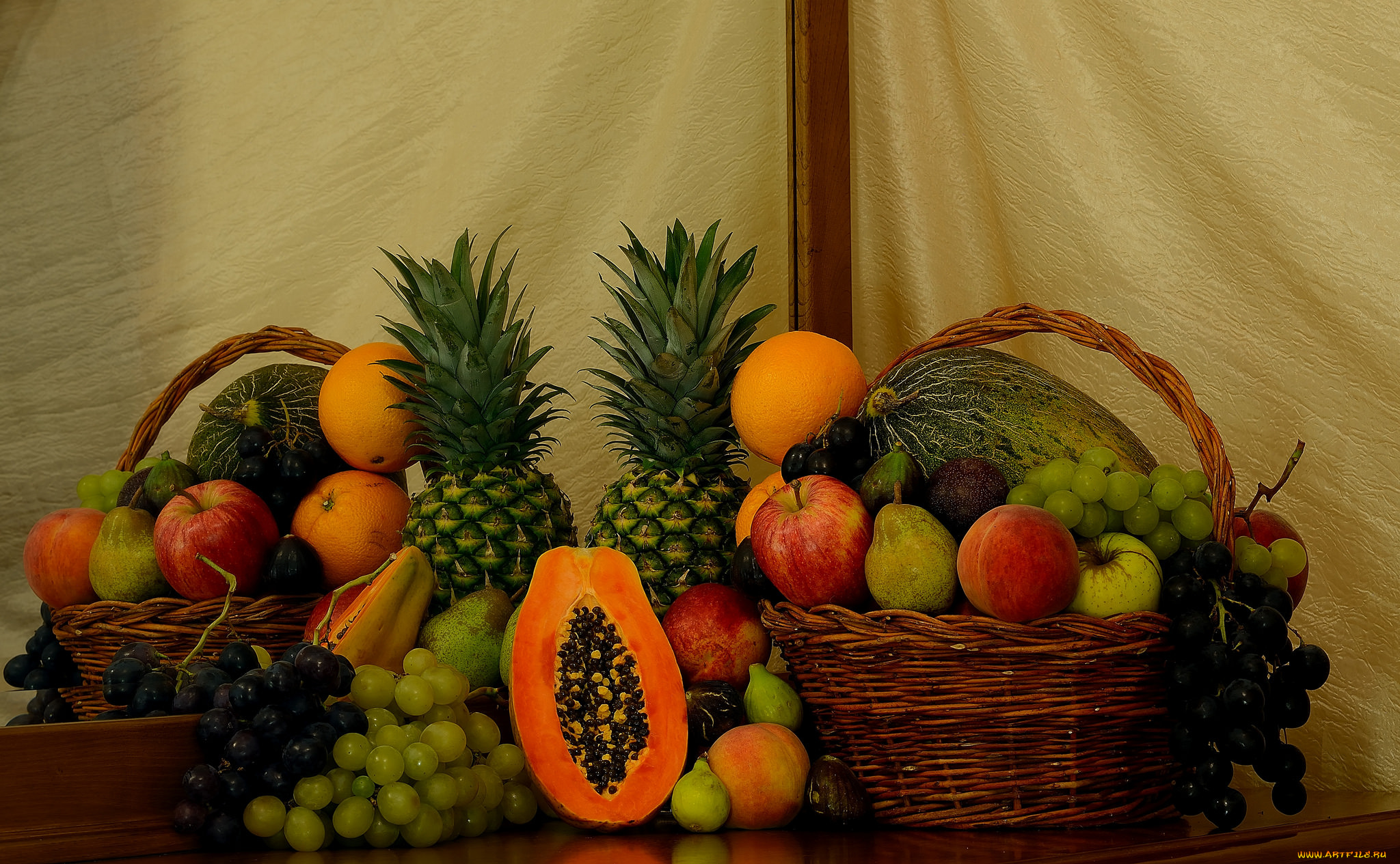 еда, фрукты, , ягоды, снедь, яблоки, ананас, виноград