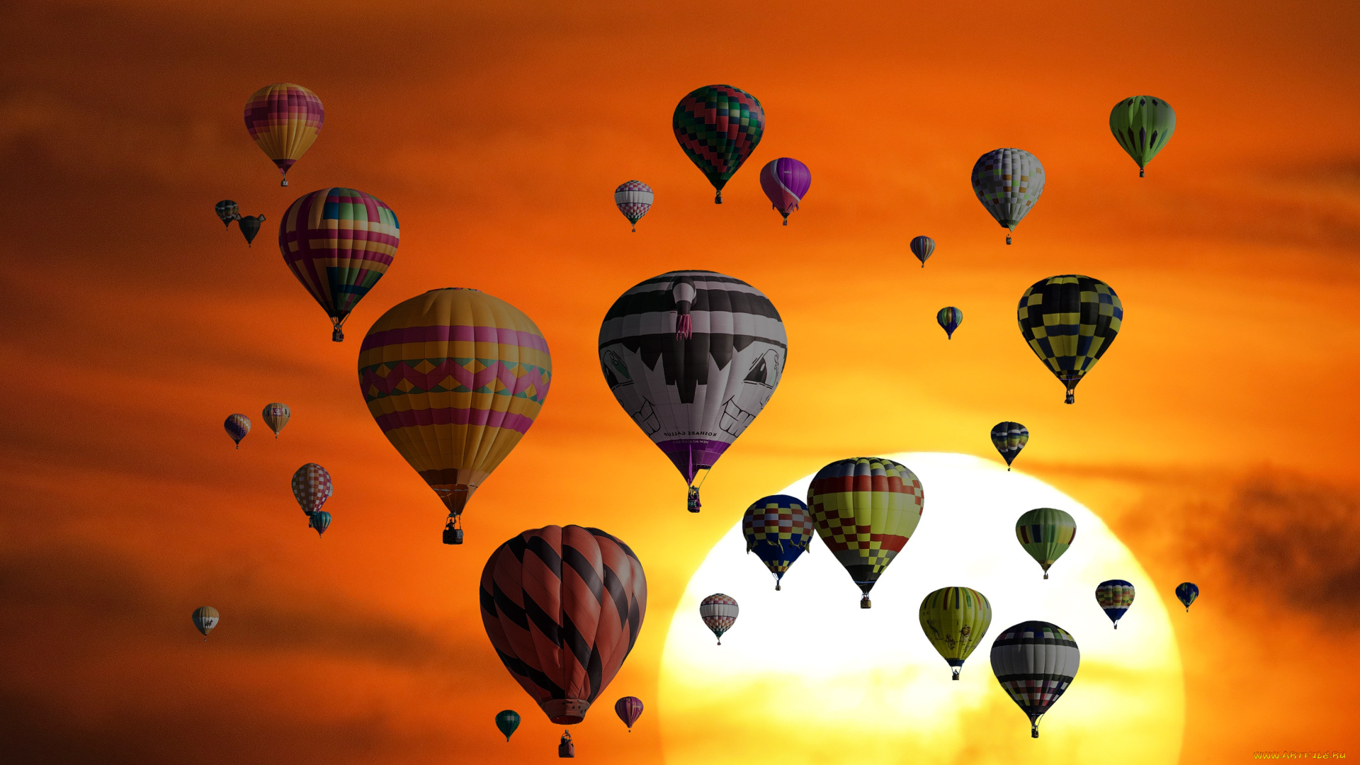воздушные, шары, авиация, воздушные, шары, дирижабли, hot, air, balloons, sunset, orange, sky, travel, vacation, holidays, adventure, view