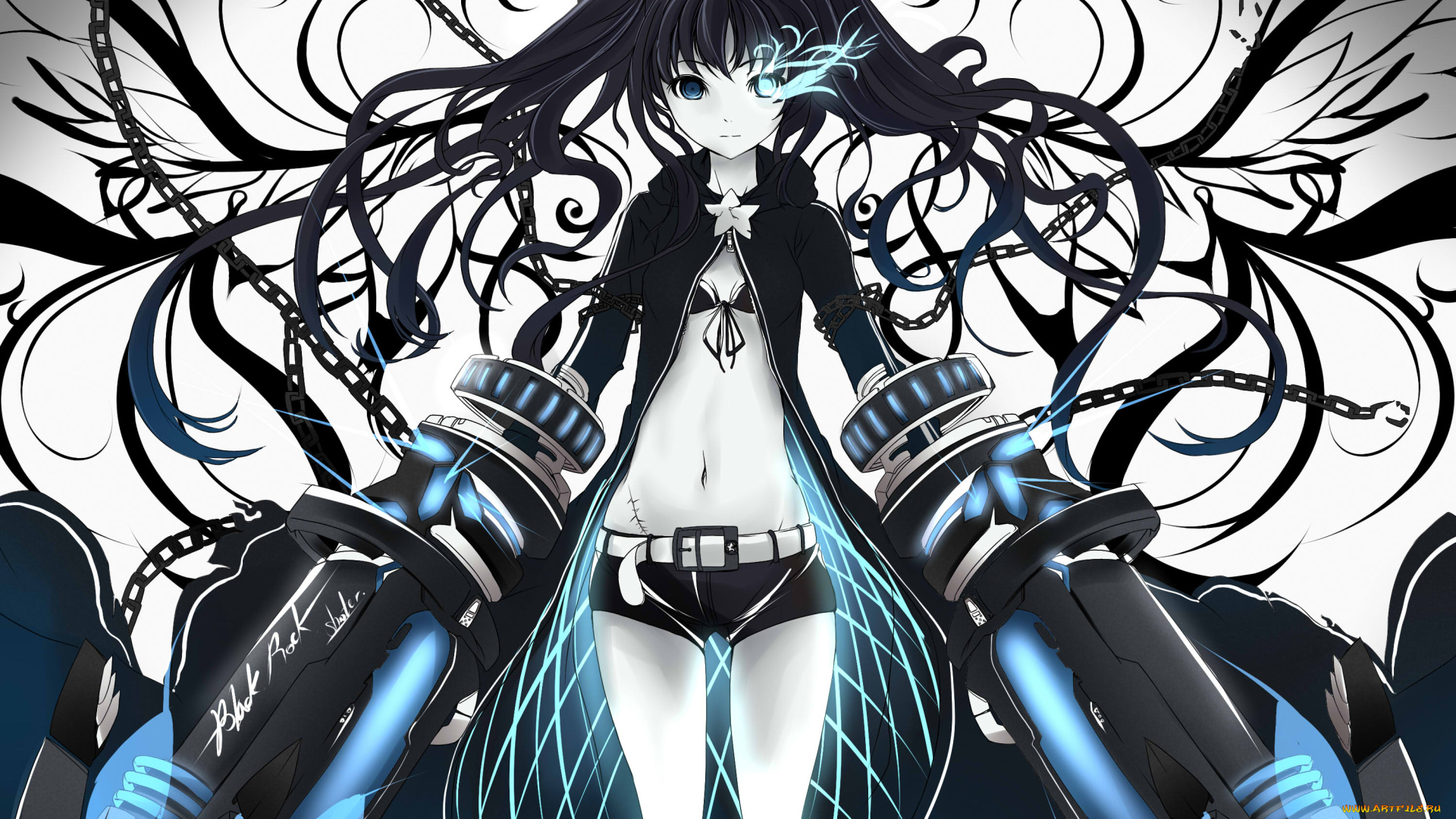 аниме, black, rock, shooter, black, rock, shooter, kuroi, mato, faefaea, оружие, арт, девушка