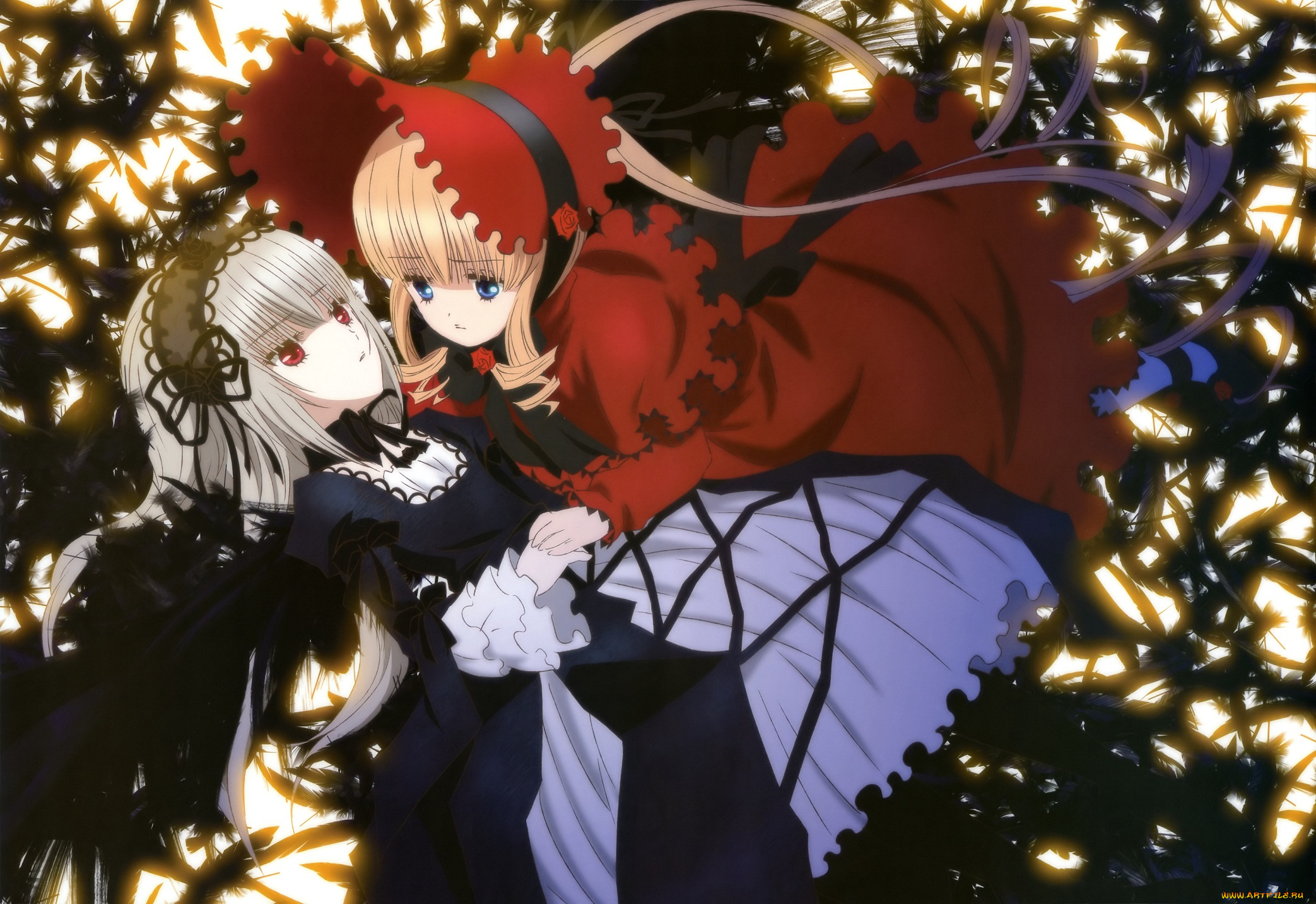 аниме, rozen, maiden, девушки, shinku, rozen, maiden, suigintou, арт