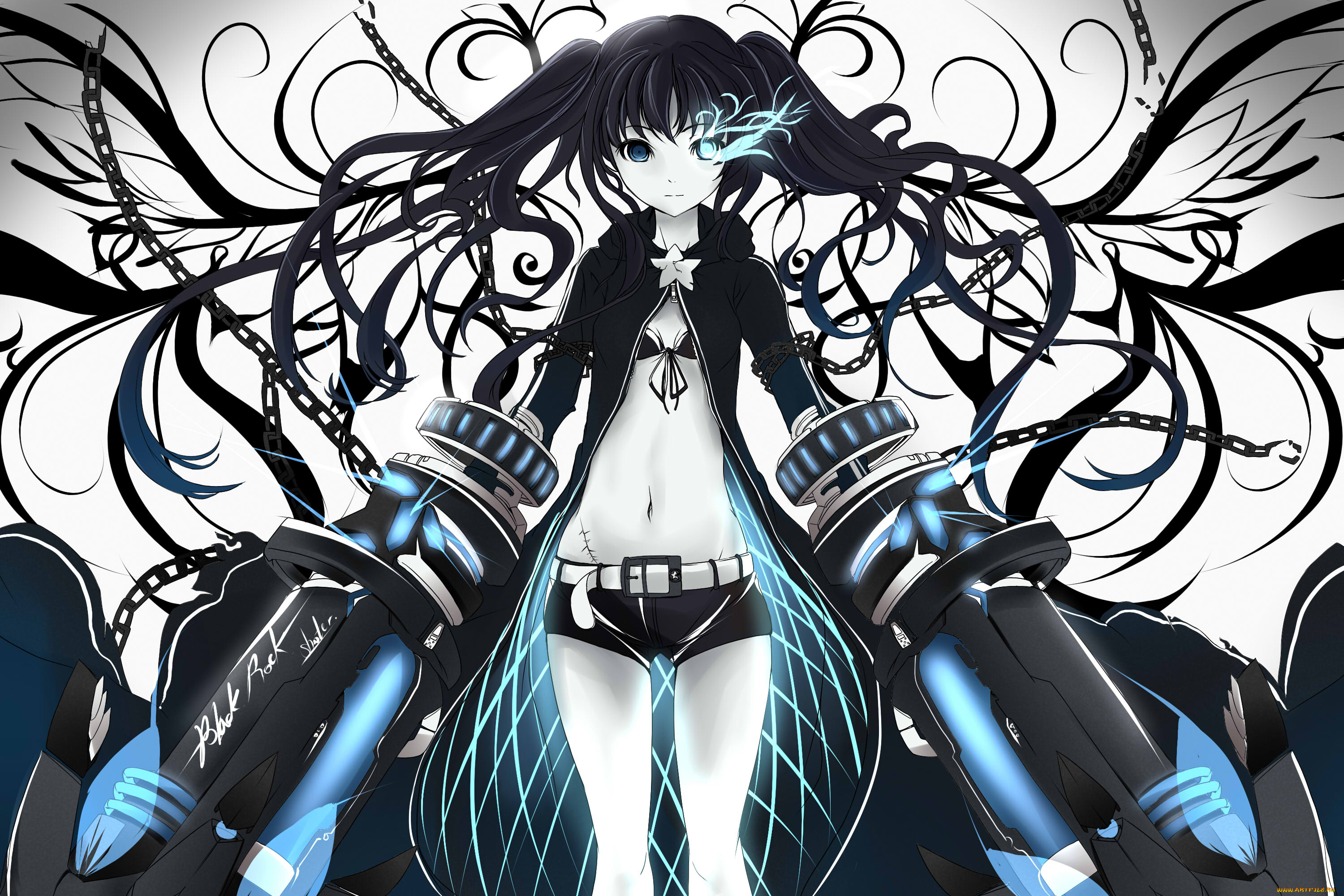 аниме, black, rock, shooter, black, rock, shooter, kuroi, mato, faefaea, оружие, арт, девушка