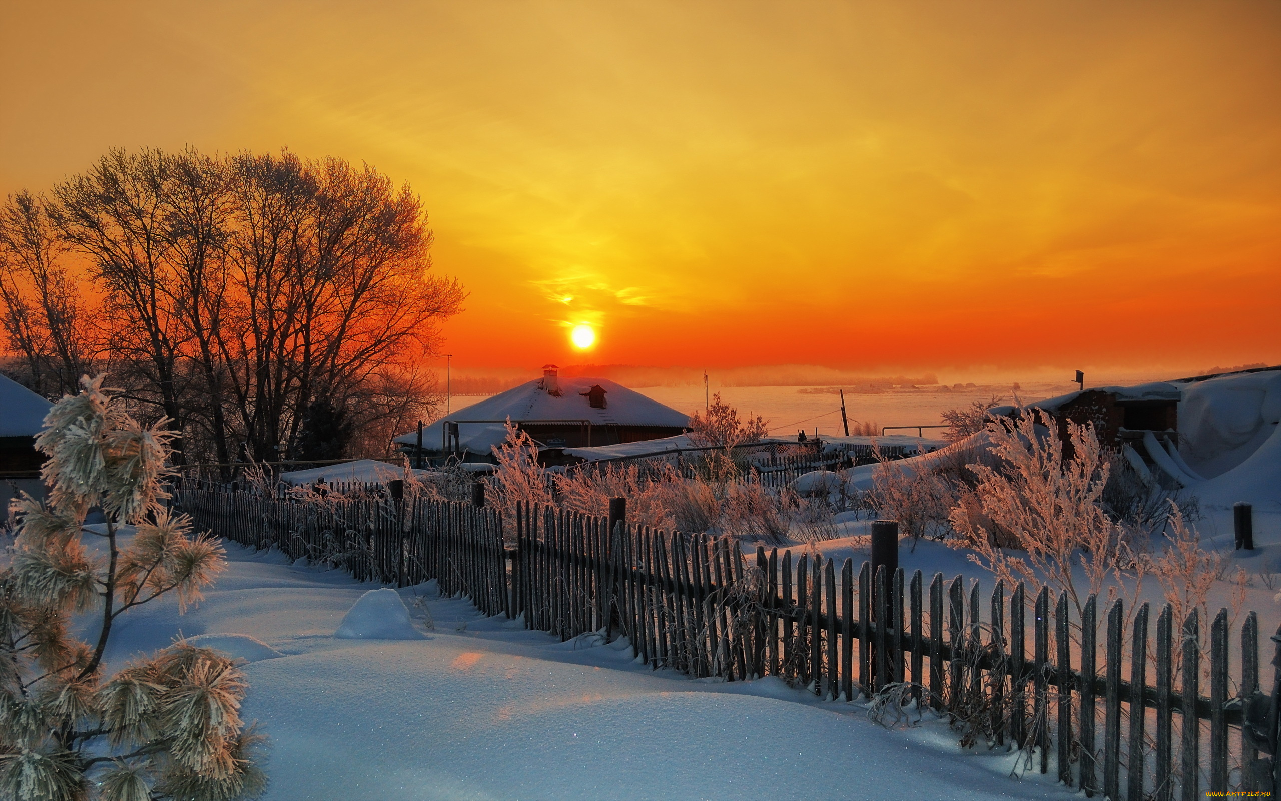 красивая деревня зимой