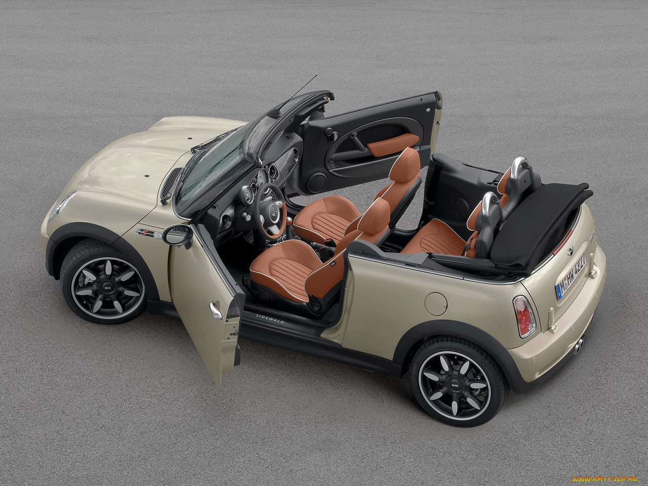 2007, mini, convertible, sidewalk, автомобили