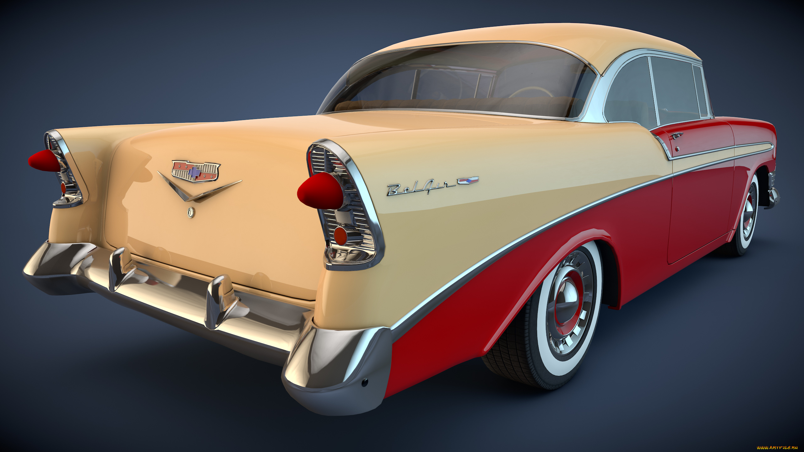 автомобили, 3д, 1956, chevrolet, bel, air, coupe