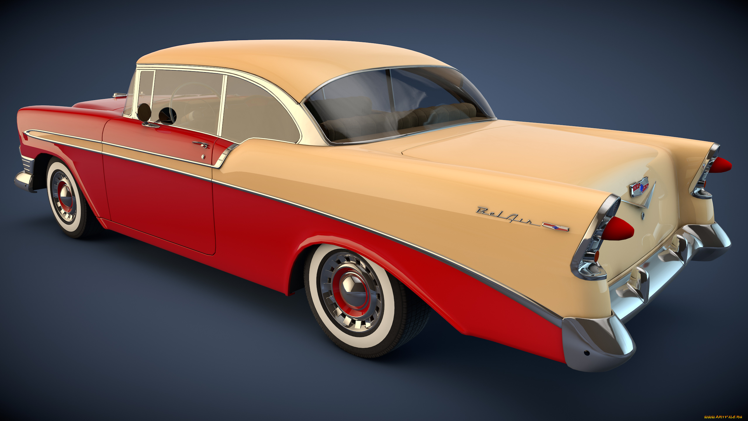 автомобили, 3д, 1956, chevrolet, bel, air, coupe