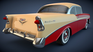 обоя автомобили, 3д, 1956, chevrolet, bel, air, coupe