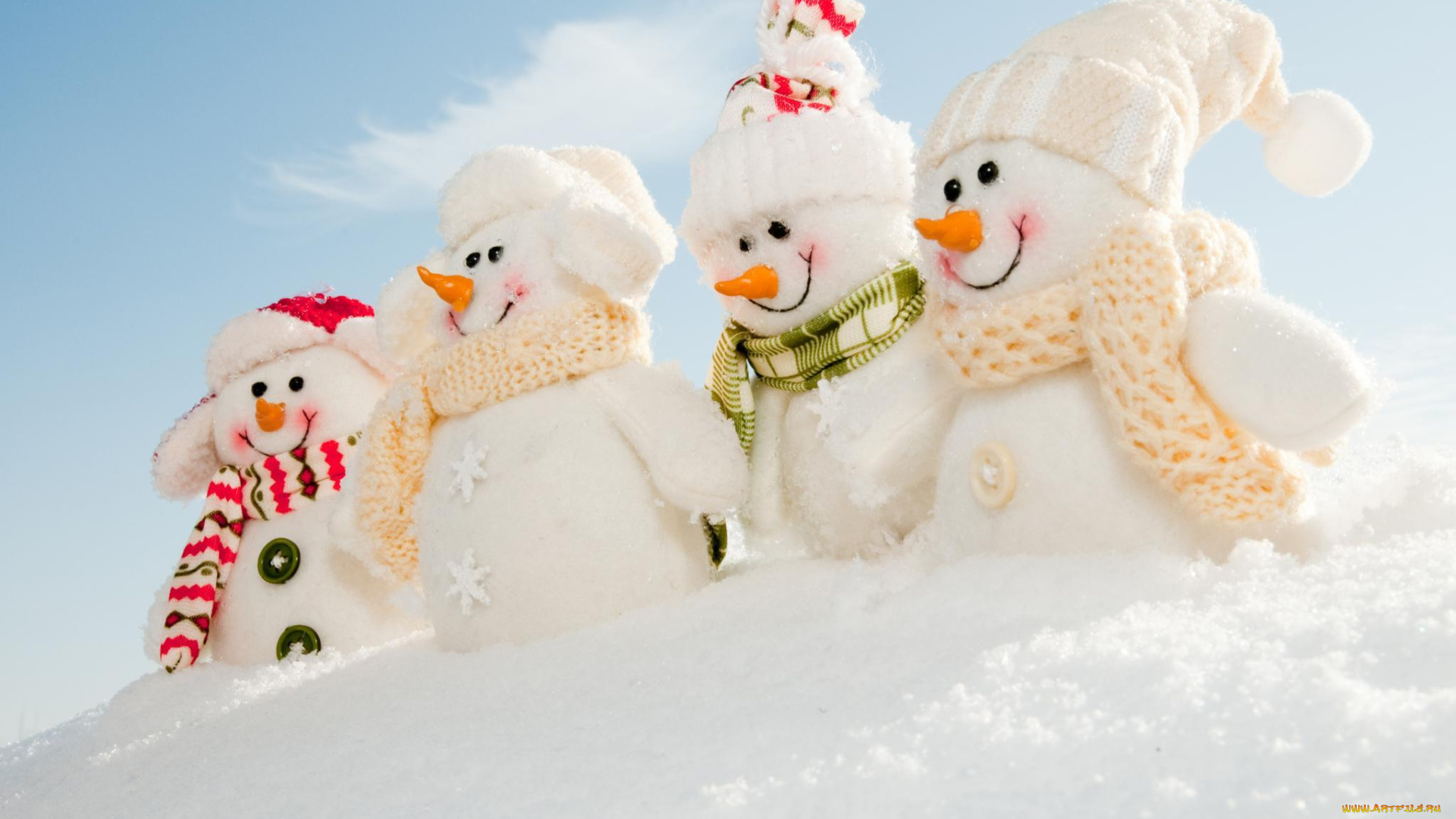 праздничные, снеговики, шапки, снеговик, снег, зима