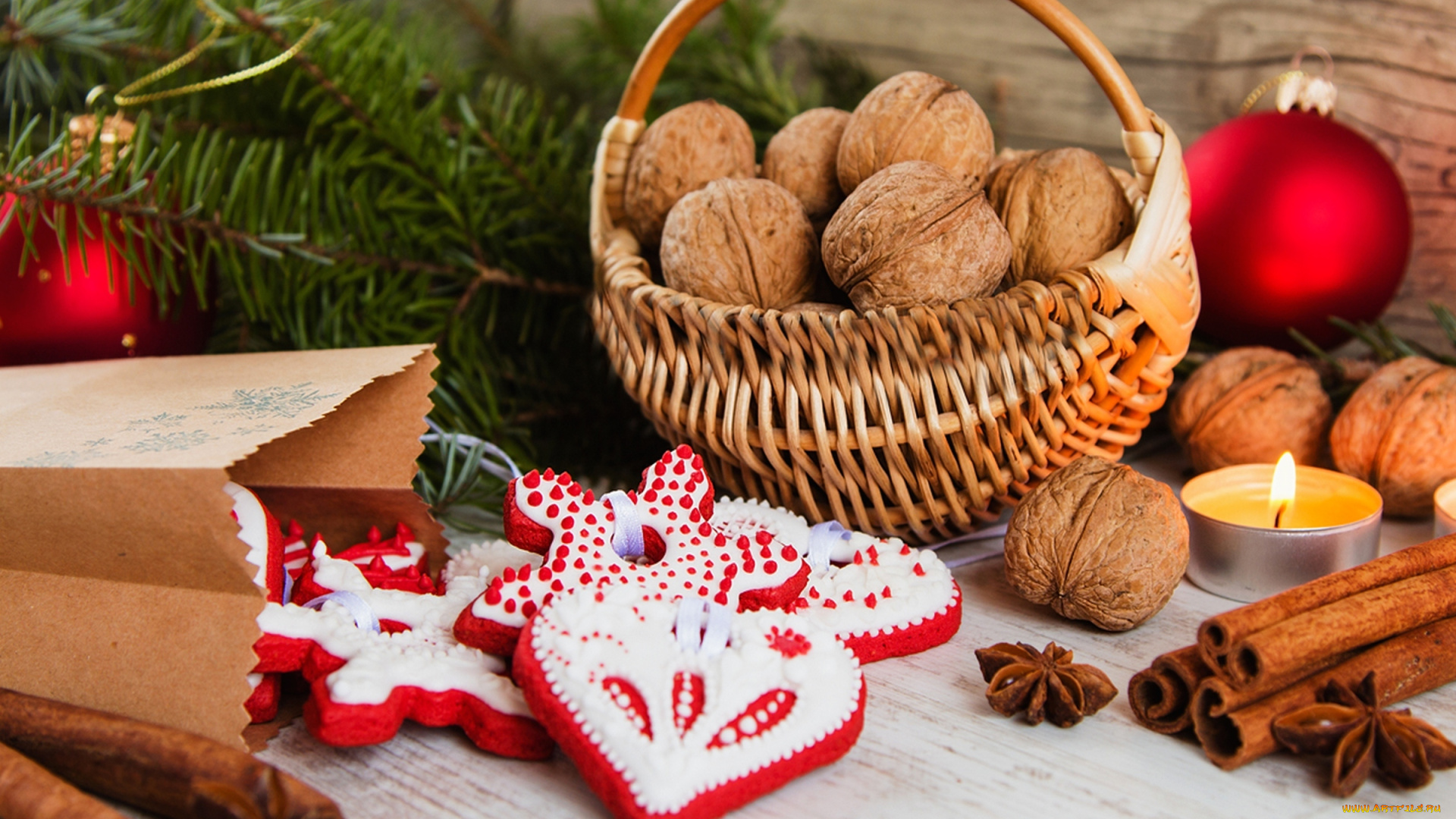 праздничные, угощения, biscuits, merry, christmas, happy, new, year, candles, cookie, winter, holiday, еда, печенье, свечи, праздник, зима, рождество
