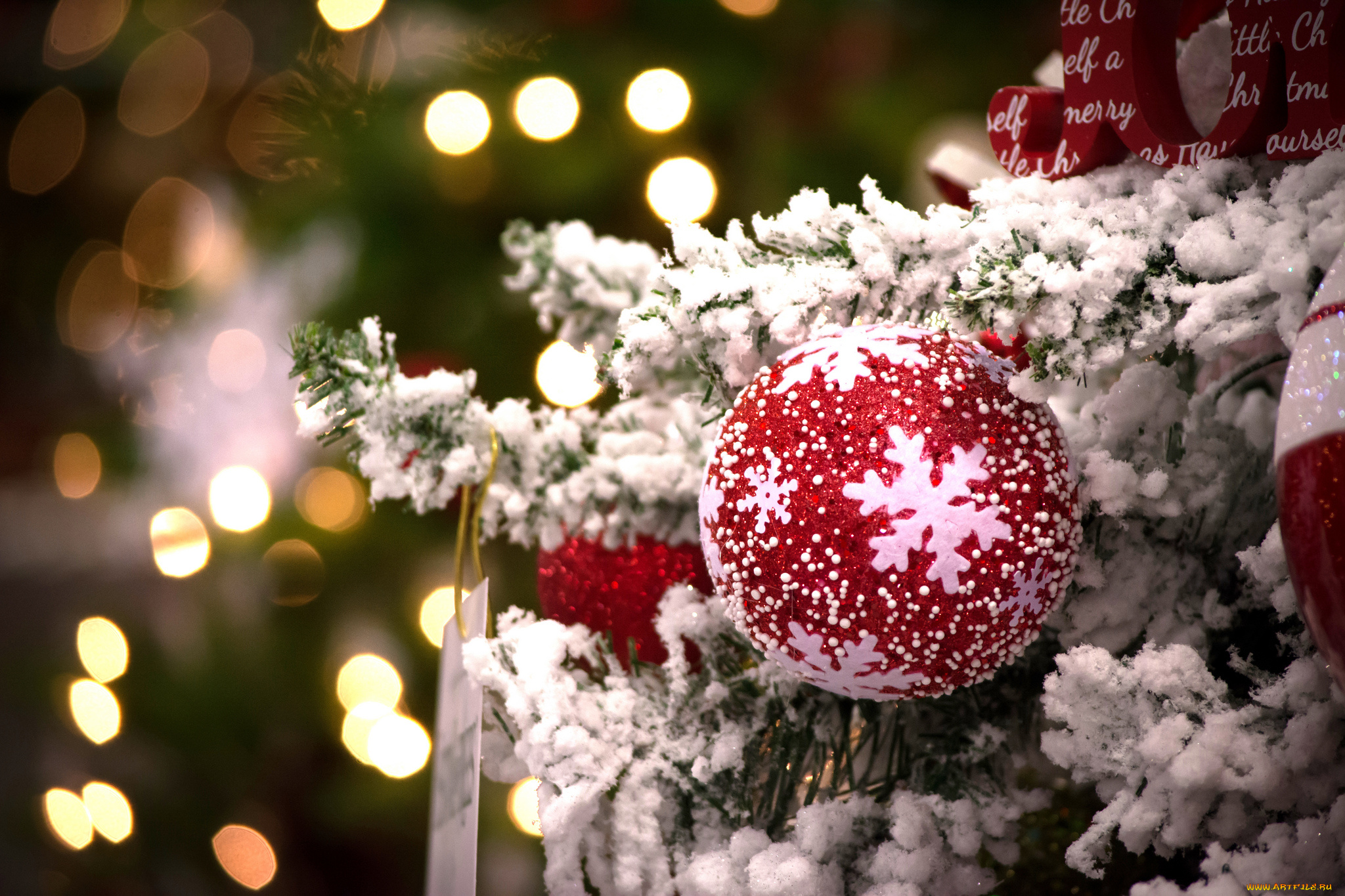 праздничные, шары, праздник, новый, год, рождество, елка, украшения, снег, чудеса