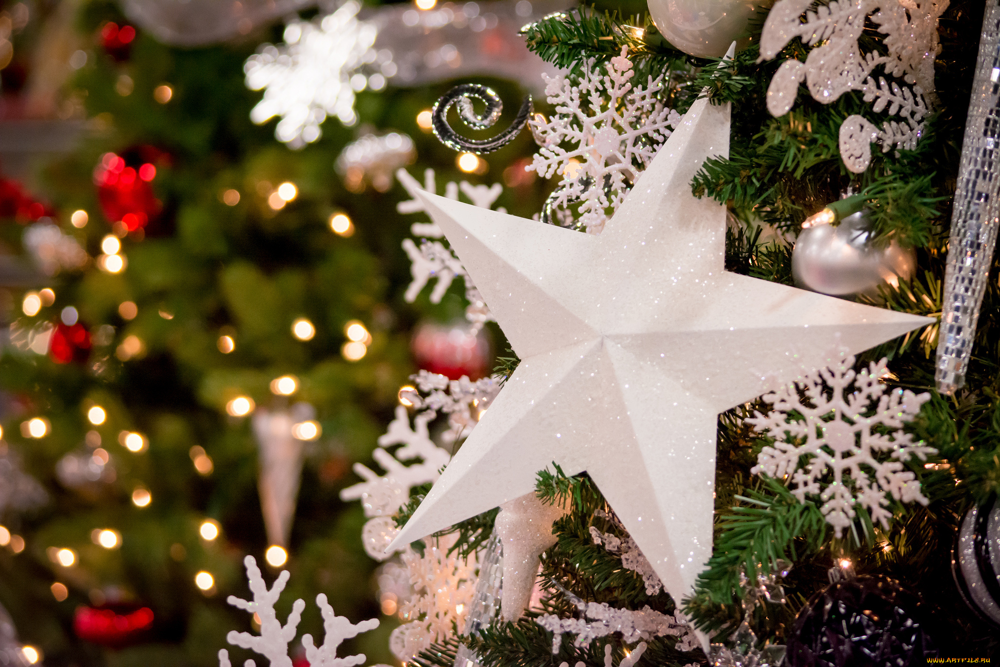 праздничные, снежинки, и, звёздочки, праздник, новый, год, рождество, елка, украшения, снег, чудеса