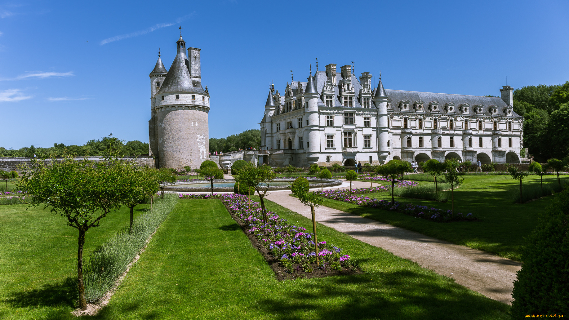 el, castillo, de, chenonceau, города, замки, франции, замок, парк