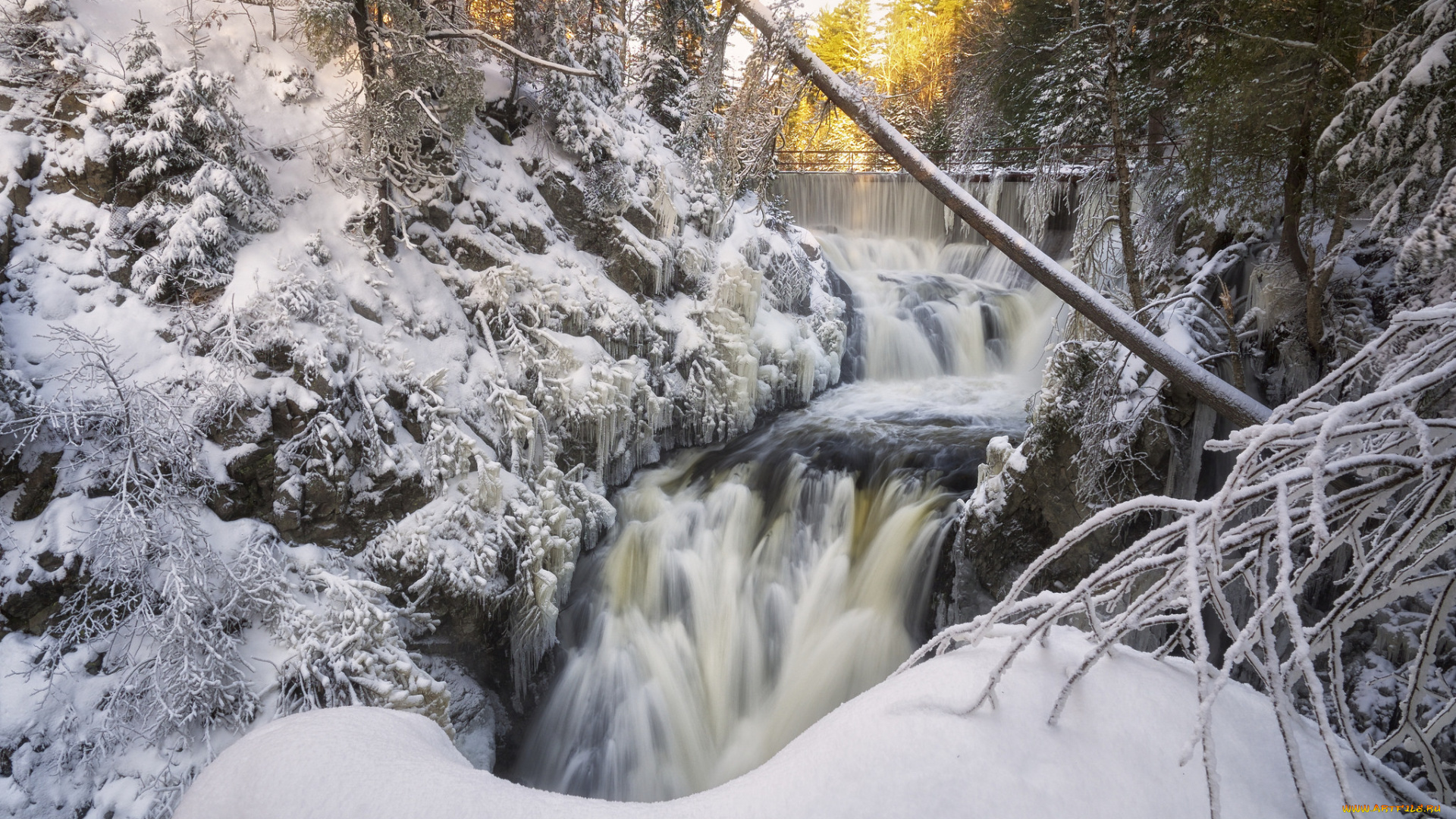 природа, водопады, река, лес, водопад