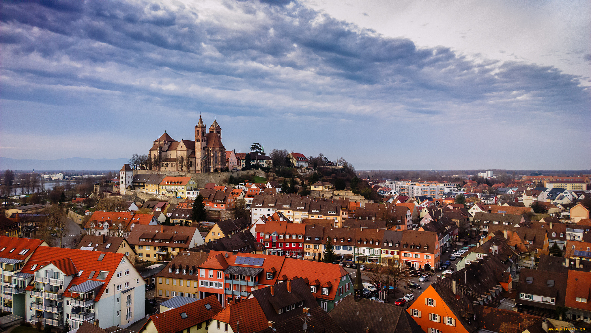 breisach, города, -, панорамы, замок, холм, городок