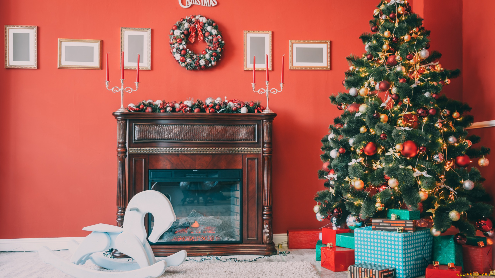 праздничные, новогодний, очаг, подарки, новый, год, christmas, decoration, камин, home, holiday, celebration, украшения, interior, merry, design, игрушки, gifts, елка, tree, рождество