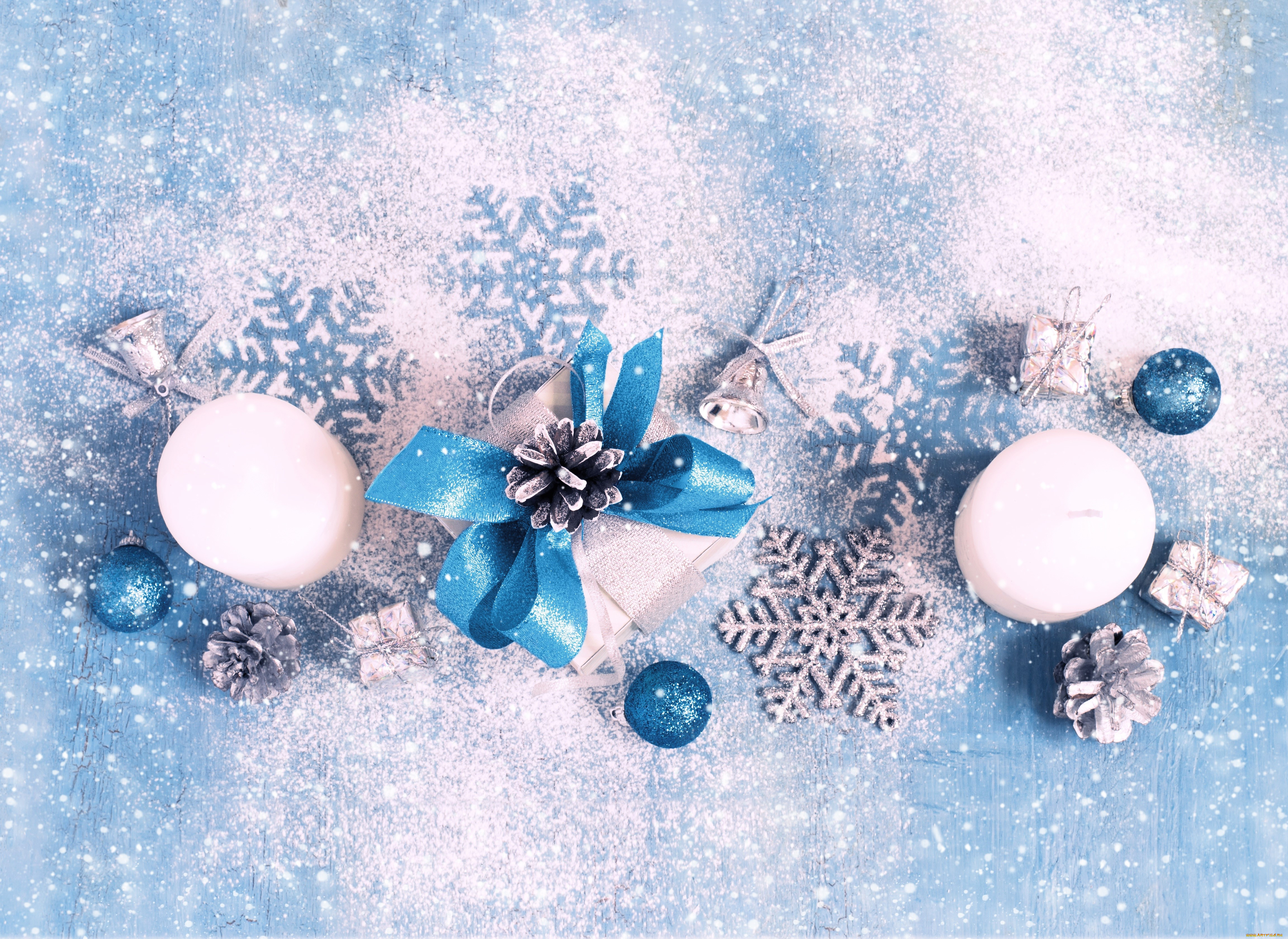 праздничные, подарки, и, коробочки, шарики, снежинки, колокольчики, подарок