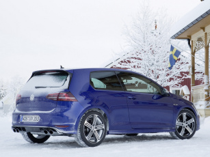 Картинка автомобили volkswagen снег golf r 3-door typ 5g 2013 синий