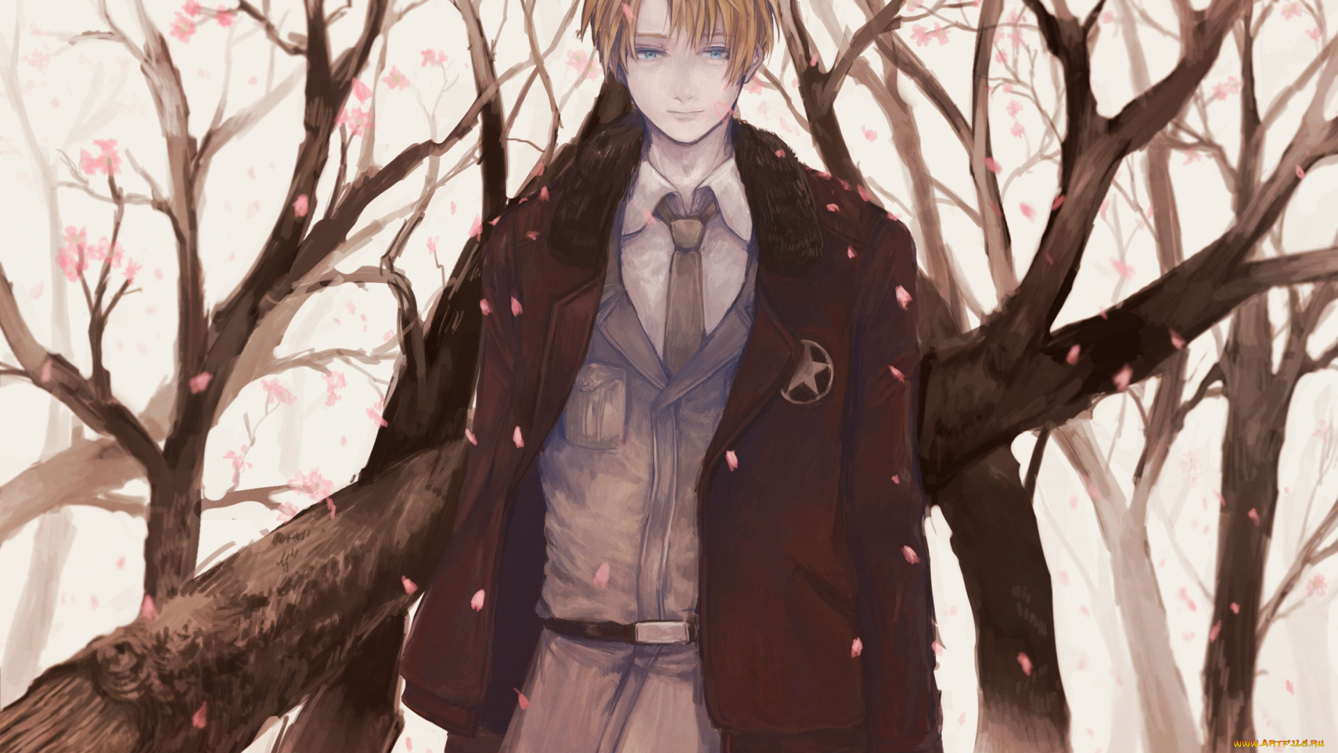 аниме, hetalia, , axis, powers, арт, зима, парень