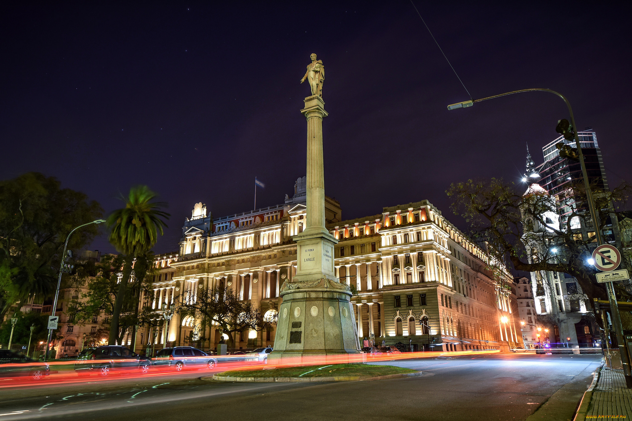 plaza, lavalle, города, -, улицы, , площади, , набережные, колонна, ночь, площадь