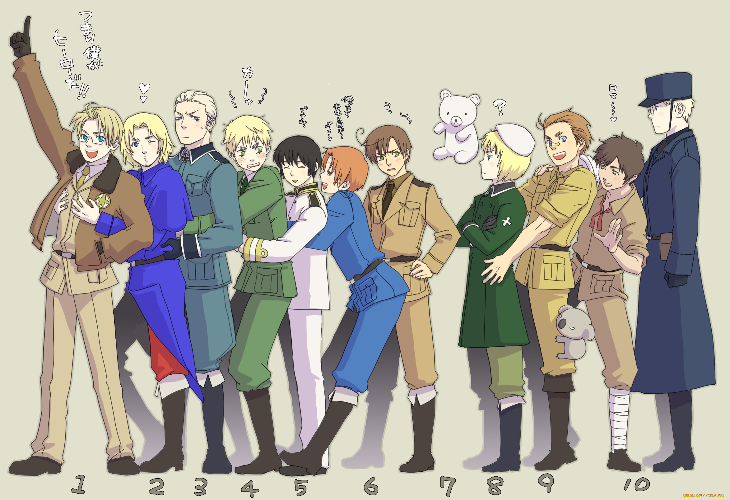 аниме, hetalia, , axis, powers, фон, арт, парни, страны