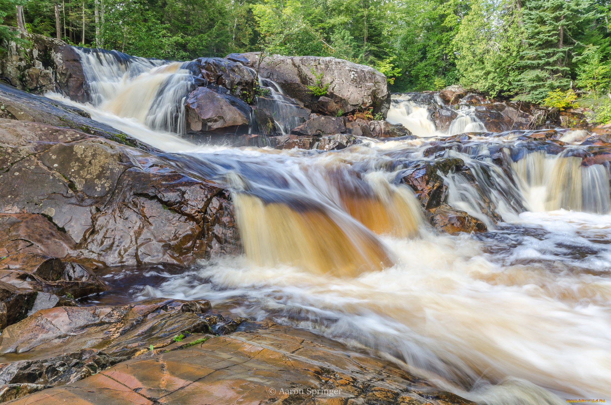 природа, водопады, водопад, река, лес