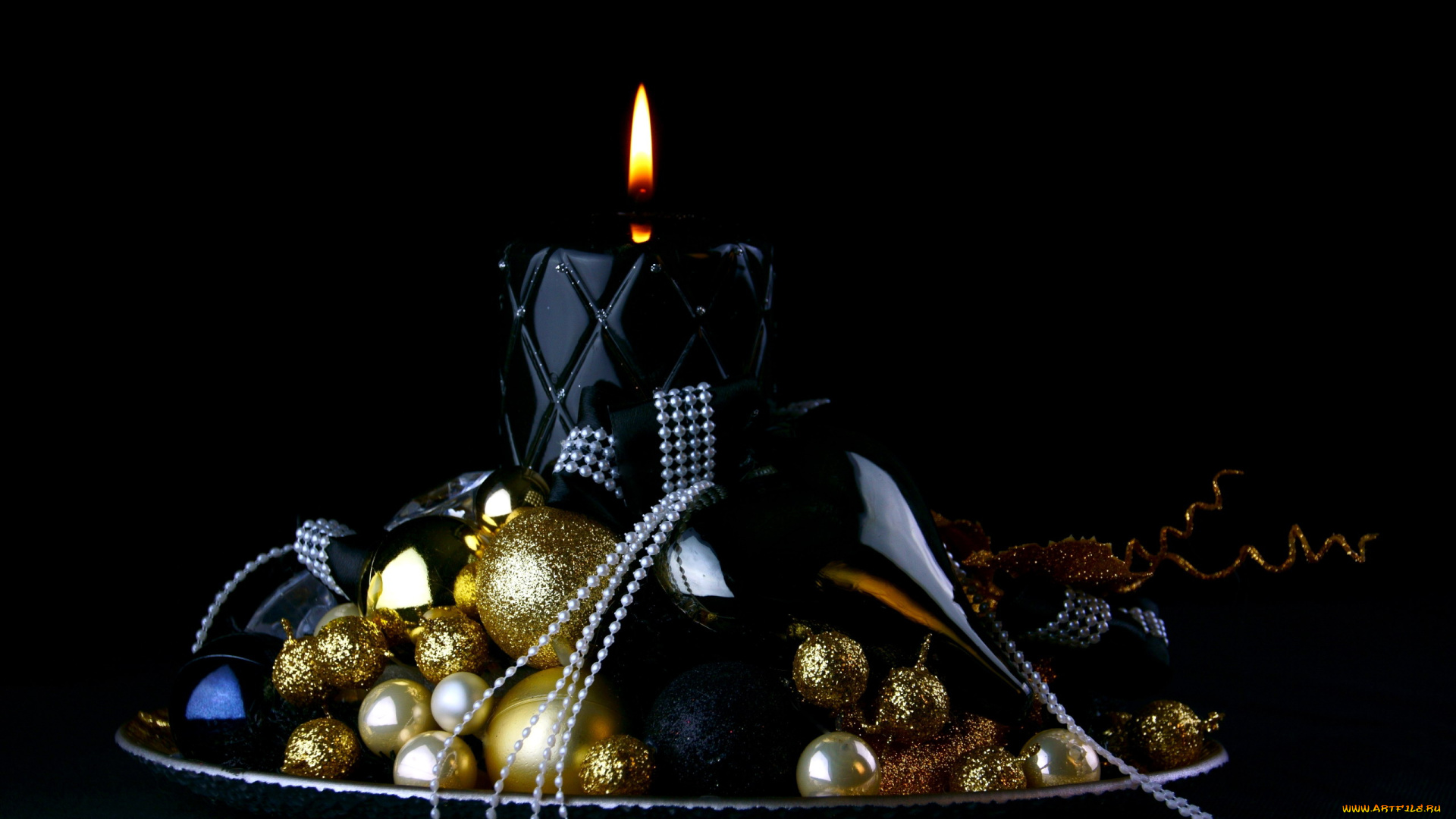 праздничные, -, разное, , новый, год, шарики, свеча, бусы