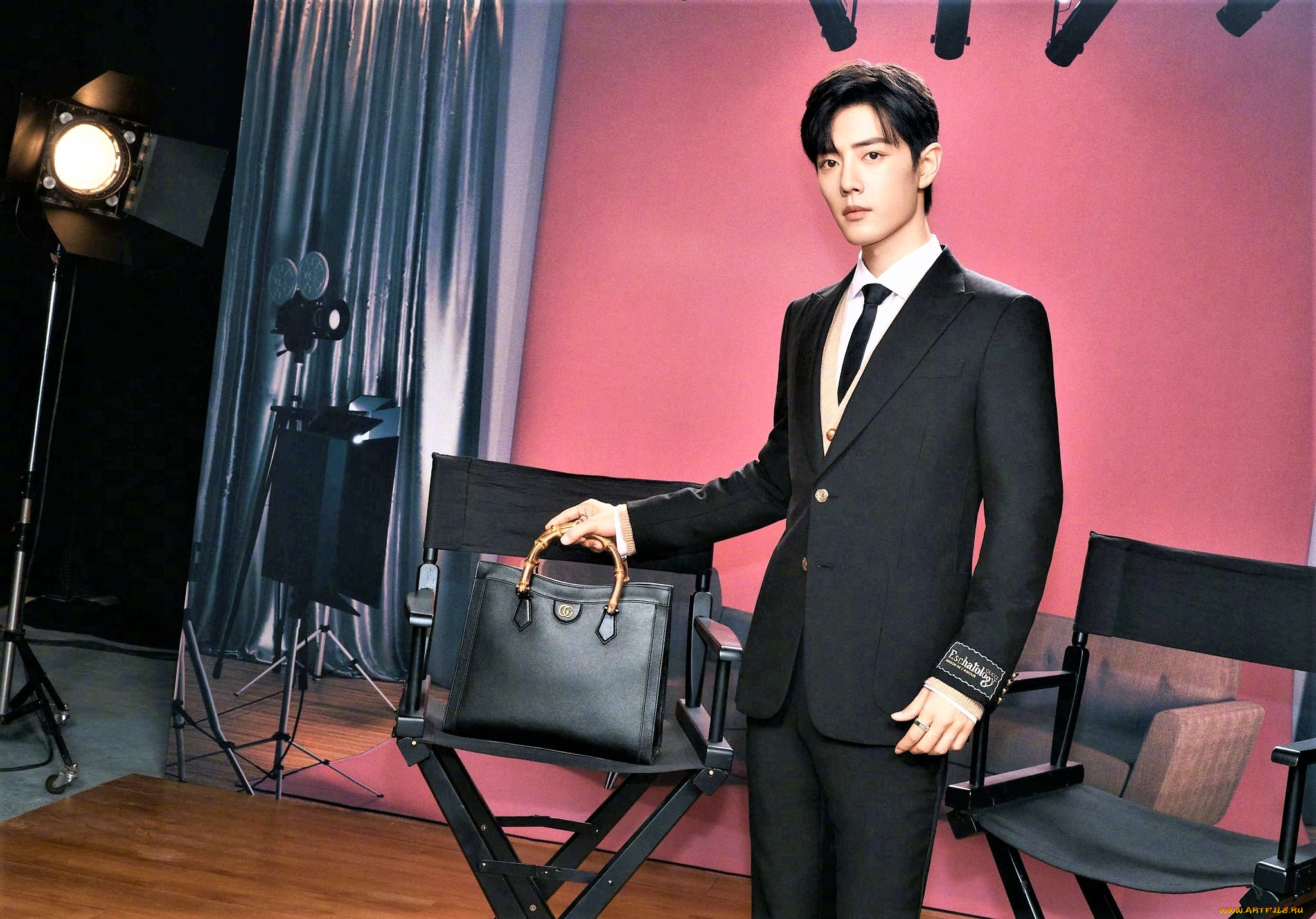 мужчины, xiao, zhan, актер, костюм, сумка, кресла, софит