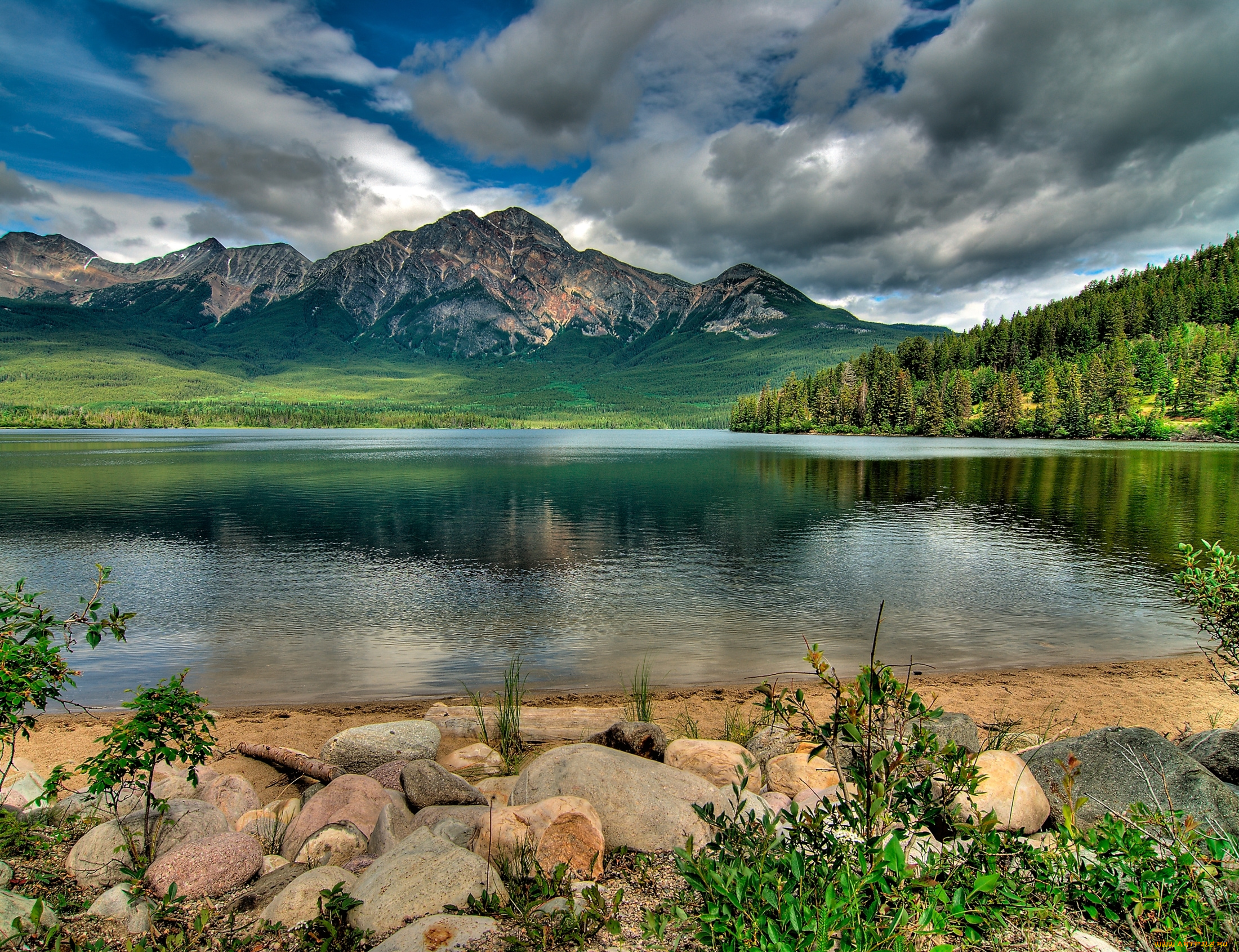 природа, реки, озера, пейзаж, деревья, озеро, горы