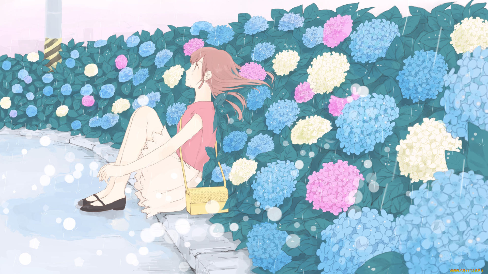 аниме, unknown, , другое, цветы, девушка, арт